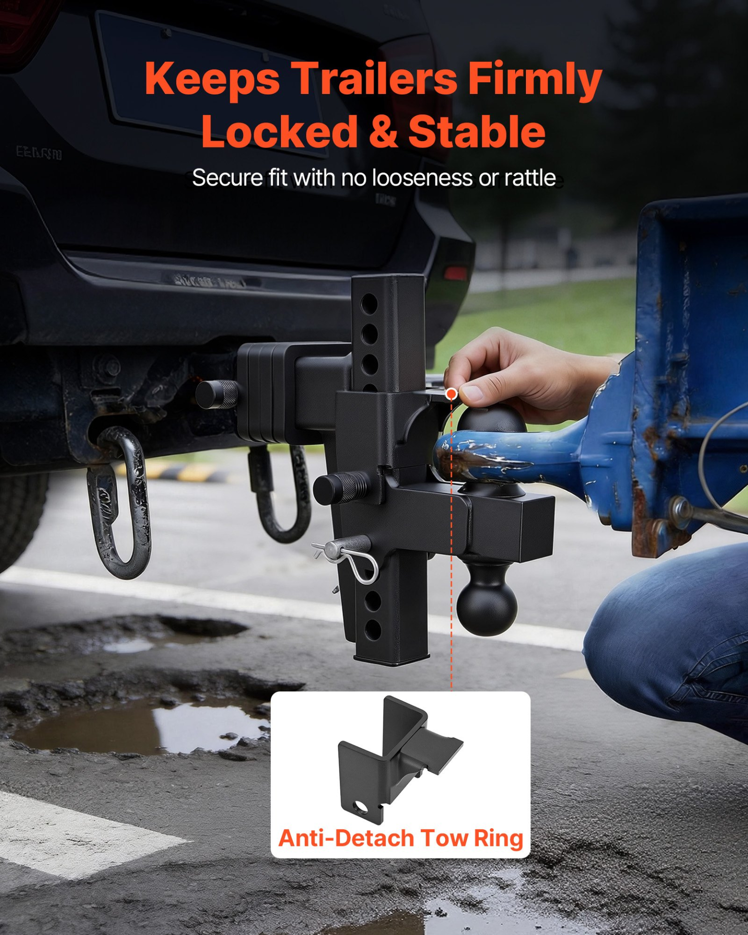 VEVOR Adjustable Trailer Hitch, 2.5” Receiver, 21000 lbs GTW, 9” Drop