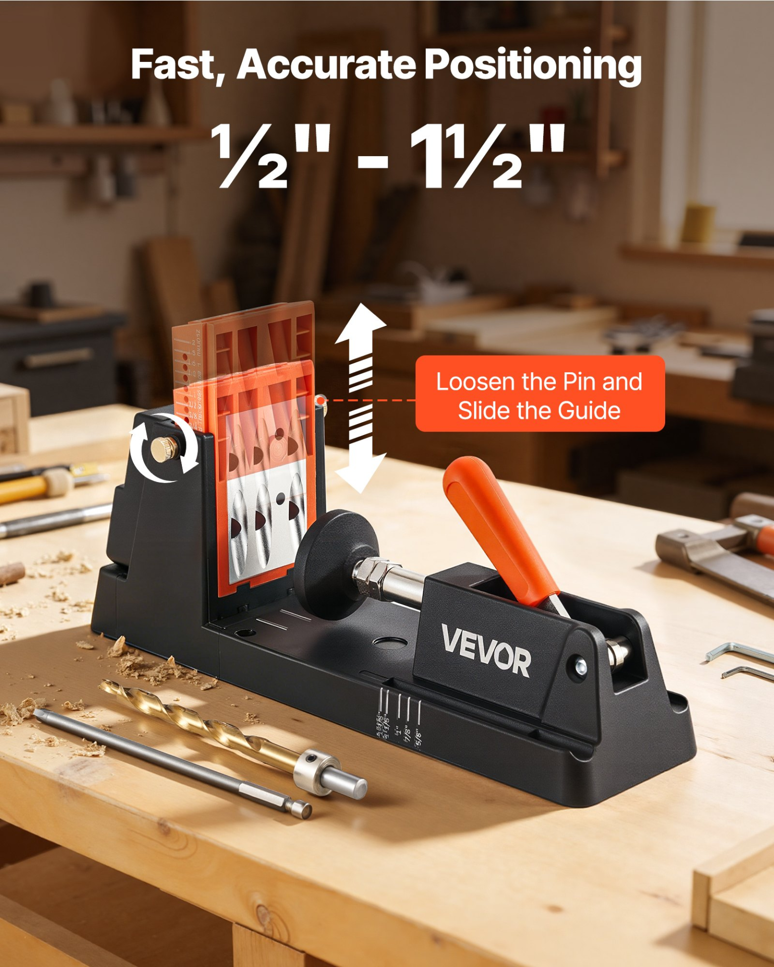 Pocket Hole Jig Kit 1/2"–1-1/2" Adjustable w/ Dust Adapter