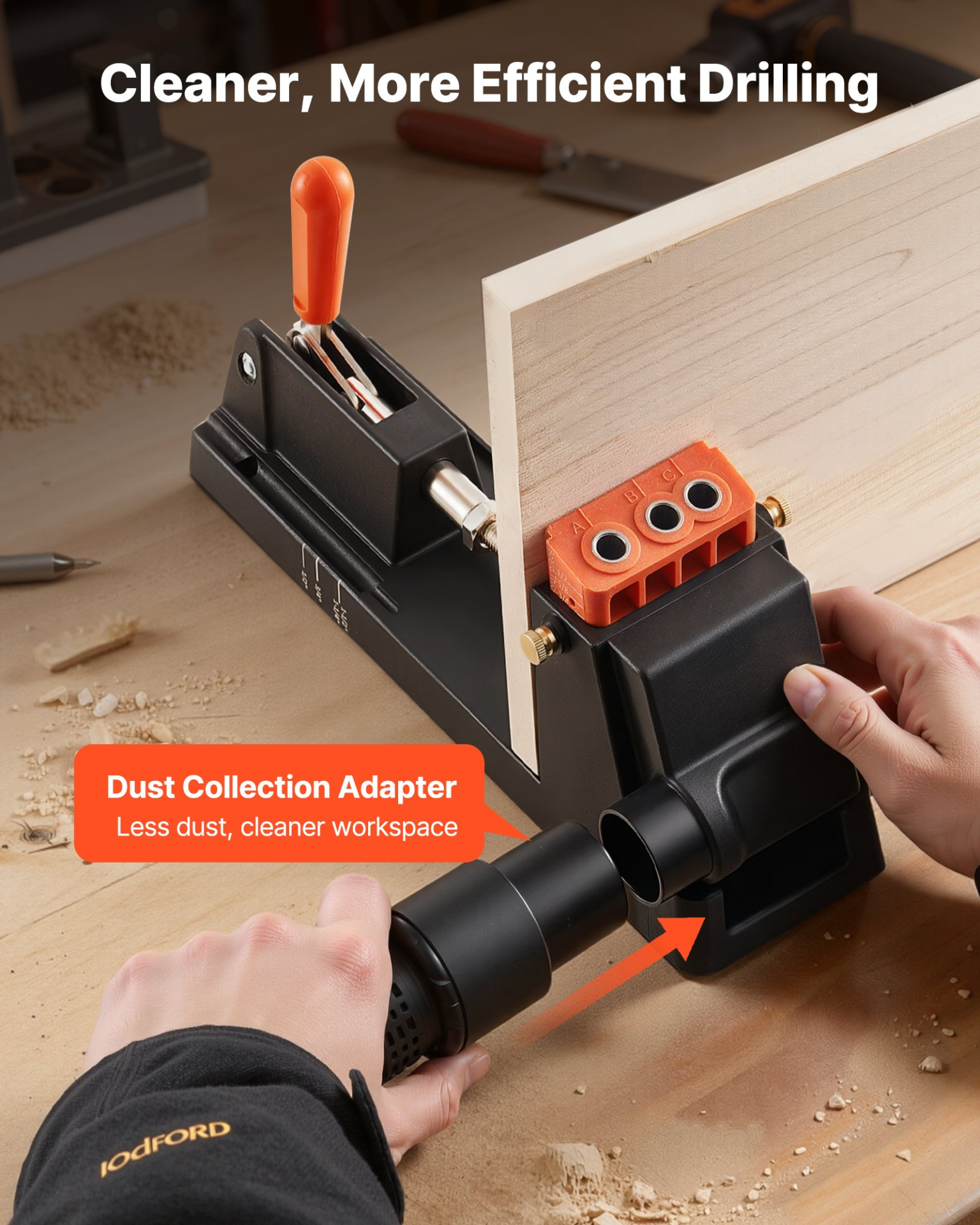 Pocket Hole Jig Kit 1/2"–1-1/2" Adjustable w/ Dust Adapter