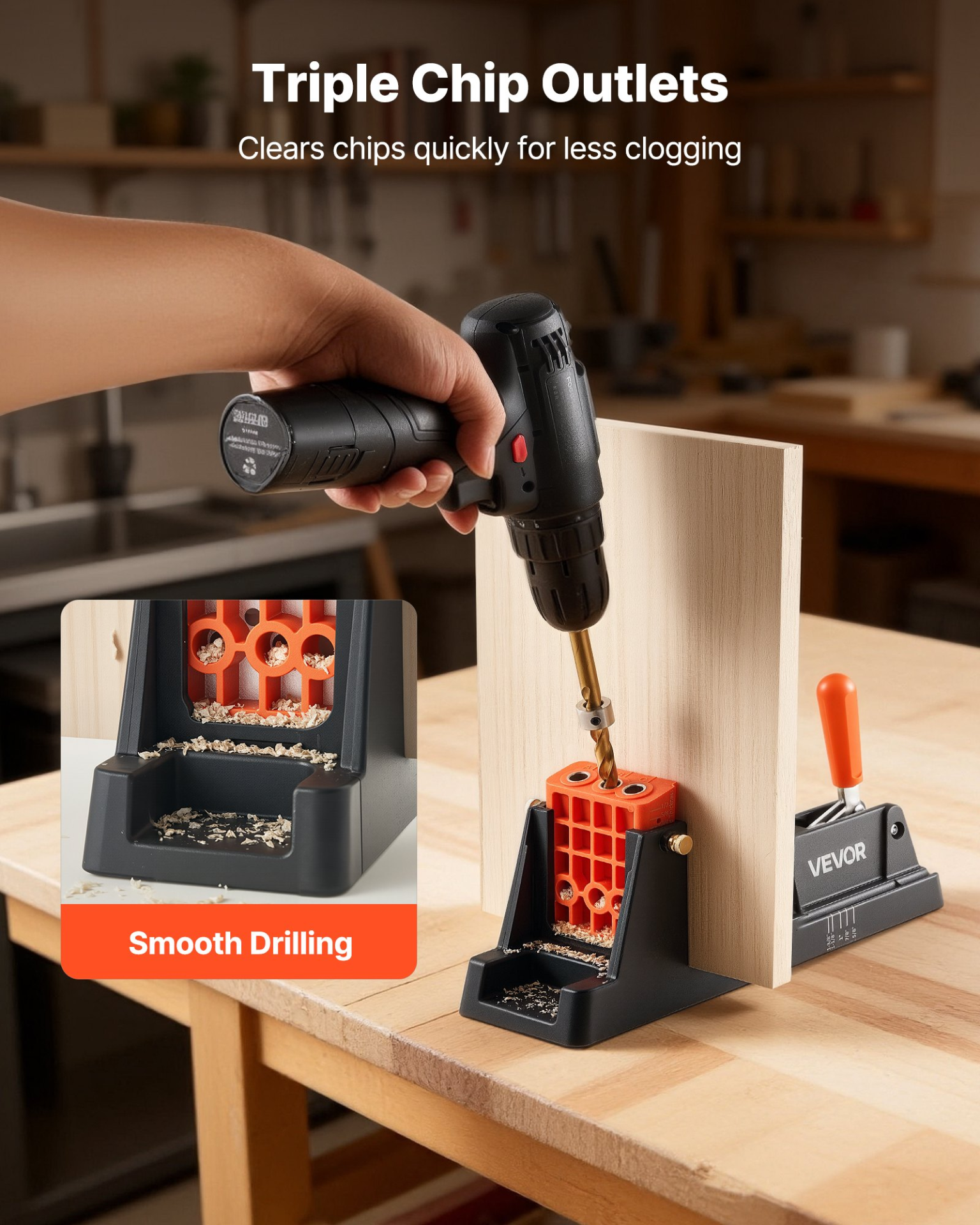 Pocket Hole Jig Kit 1/2"–1-1/2" Adjustable w/ Dust Adapter