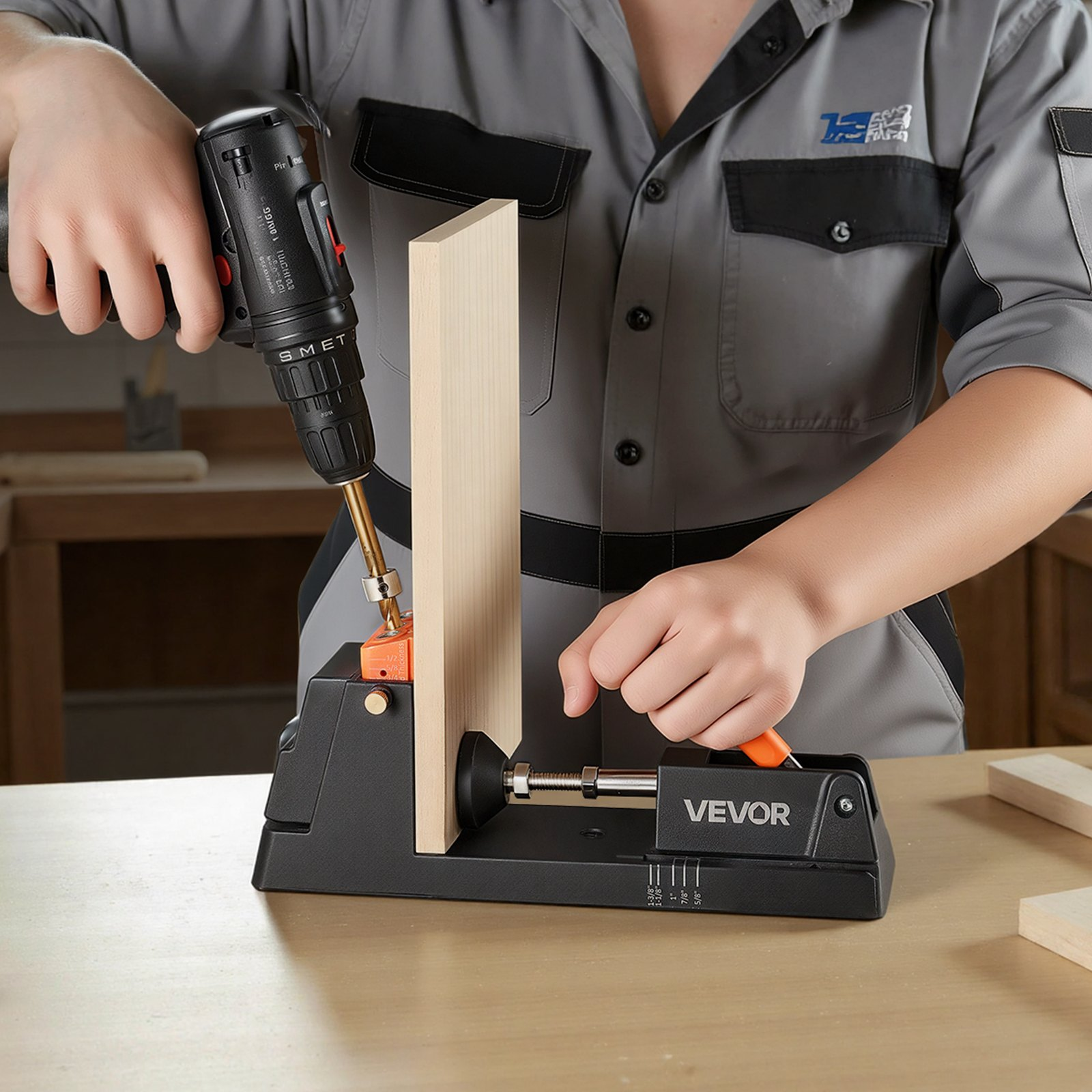 Pocket Hole Jig Kit 1/2"–1-1/2" Adjustable w/ Dust Adapter