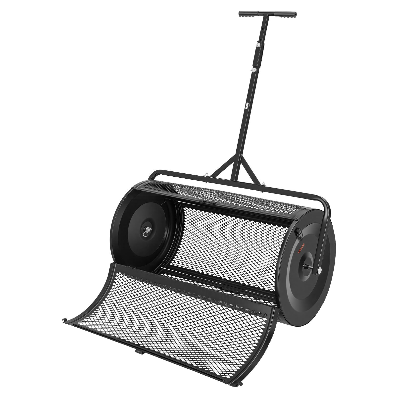 Compost Spreader, 36" Wide Peat Moss Spreader with Push/Tow Handle, Black