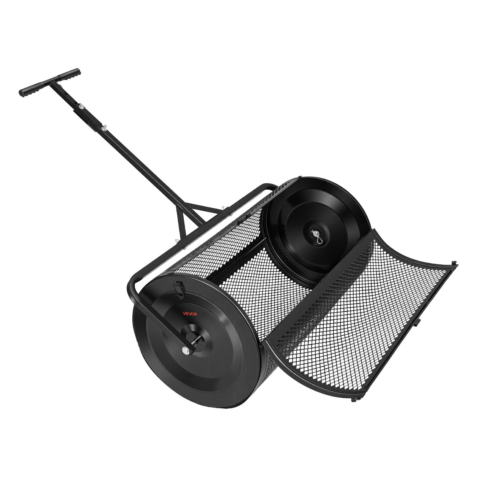 Compost Spreader, 36" Wide Peat Moss Spreader with Push/Tow Handle, Black