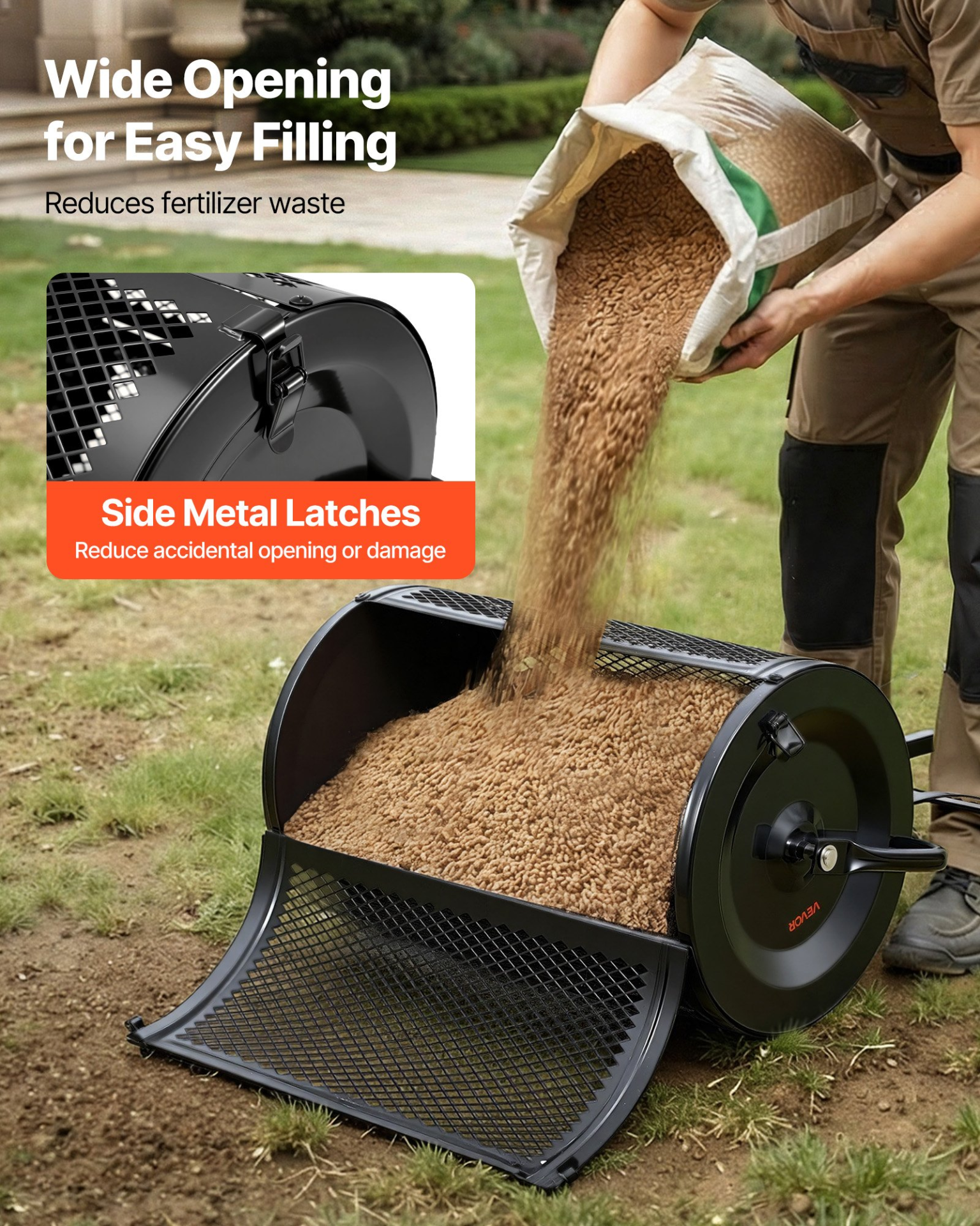 Compost Spreader, Heavy Duty Grass Seed Roller for Planting Seeding