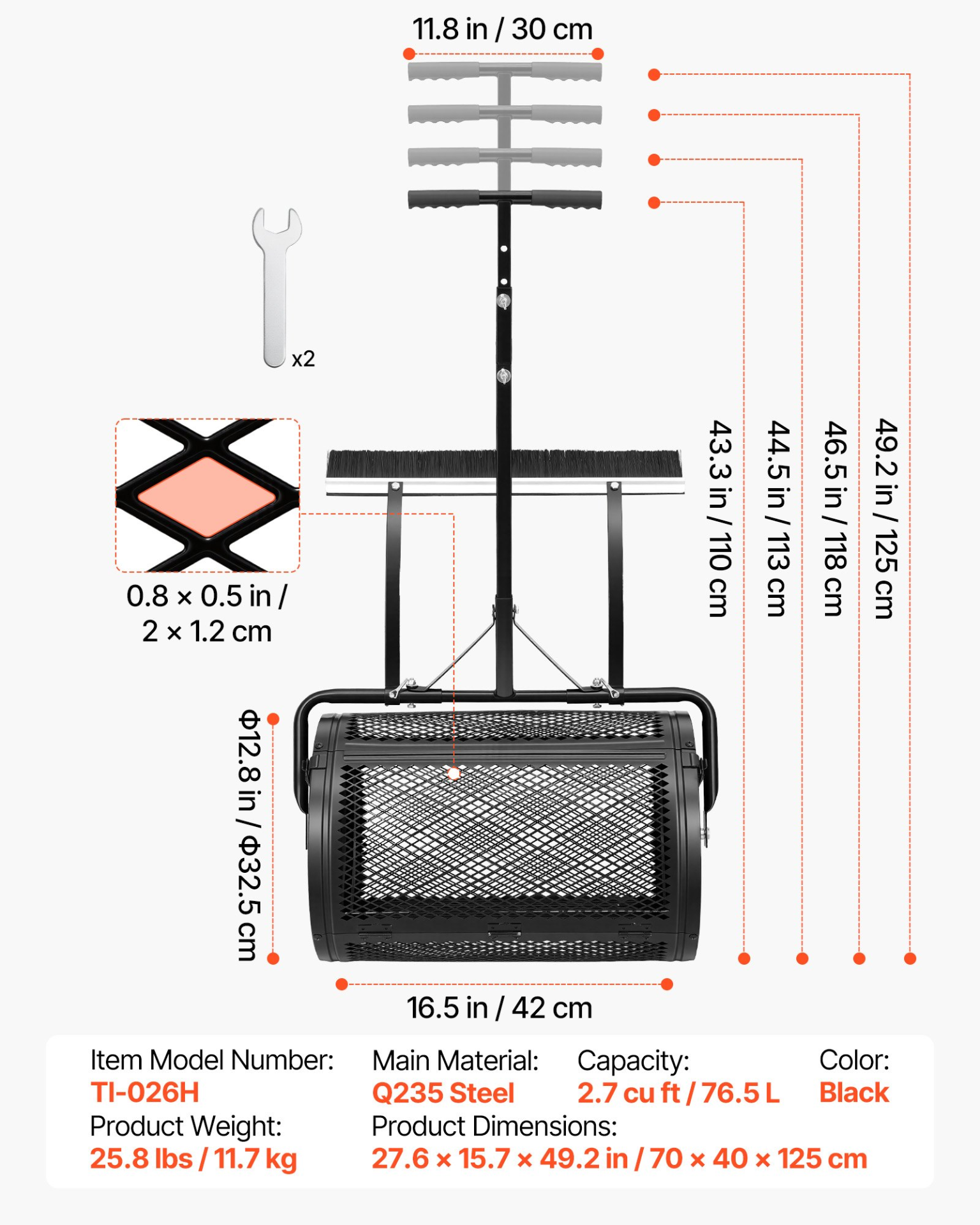 Compost Spreader, Heavy Duty Grass Seed Roller for Planting Seeding