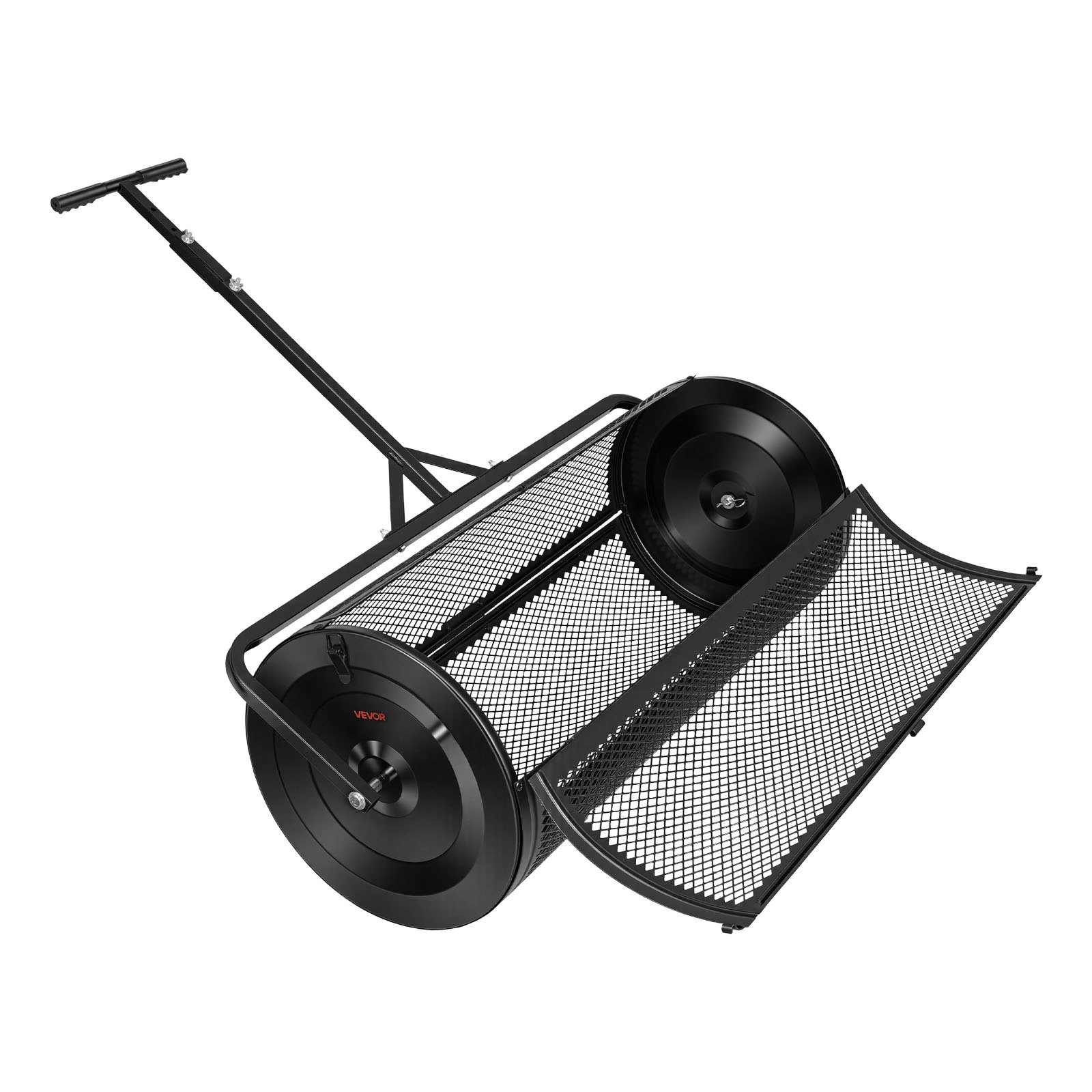 Compost Spreader, 44" Wide Peat Moss Spreader with Push/Tow Handle, Black
