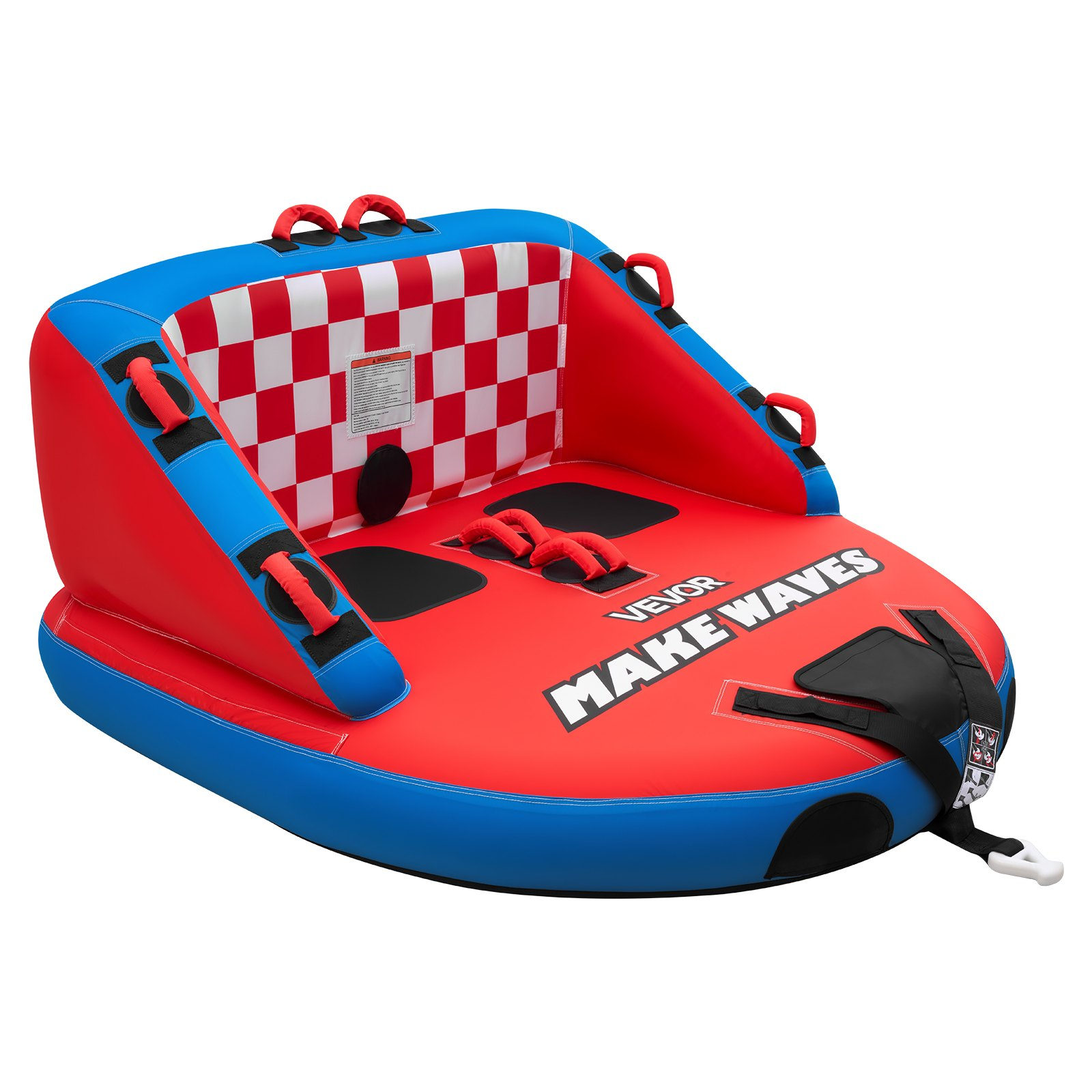 2 Rider Towable Tube 340LBS Inflatable Boat Tube Nylon Cover Dual Tow