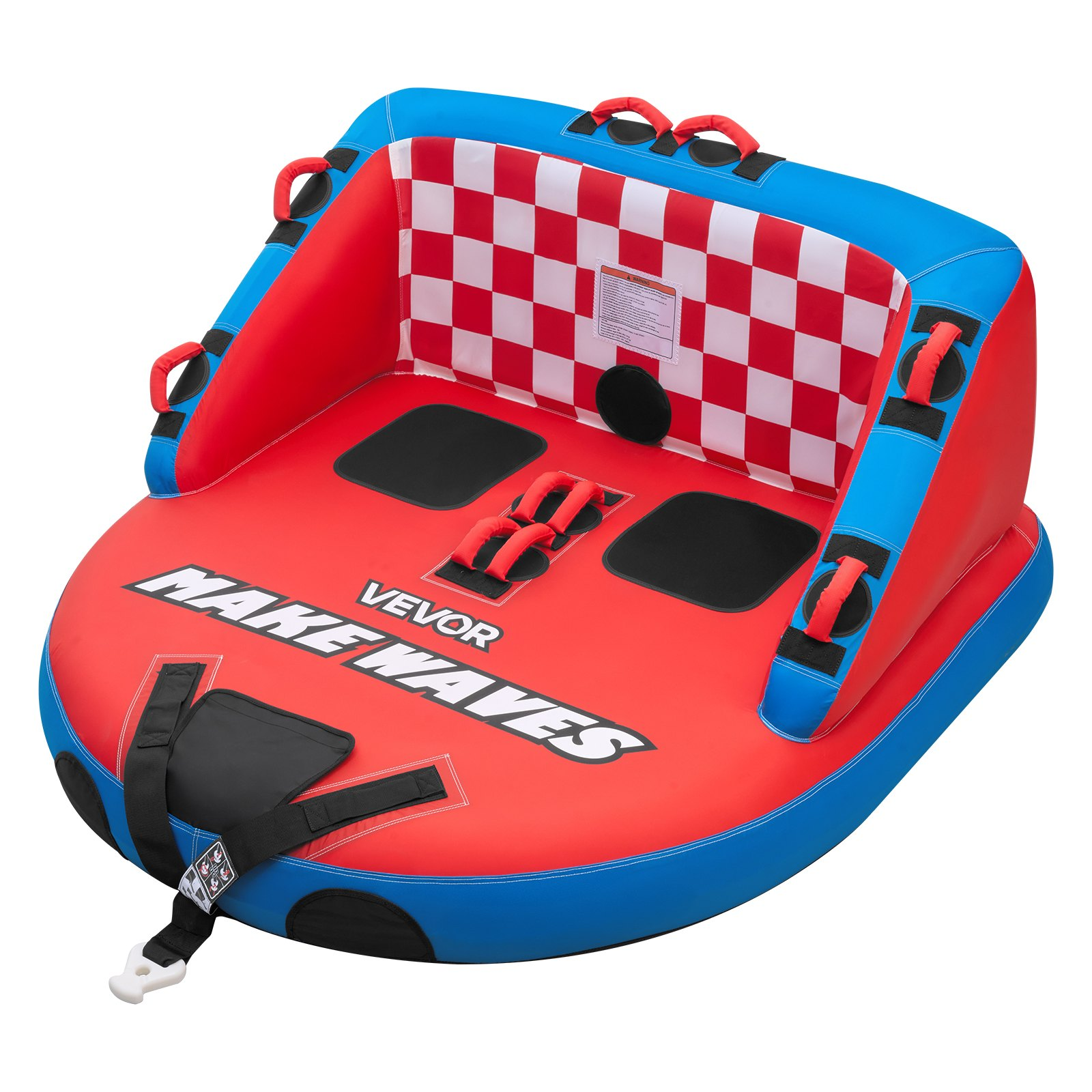 2 Rider Towable Tube 340LBS Inflatable Boat Tube Nylon Cover Dual Tow