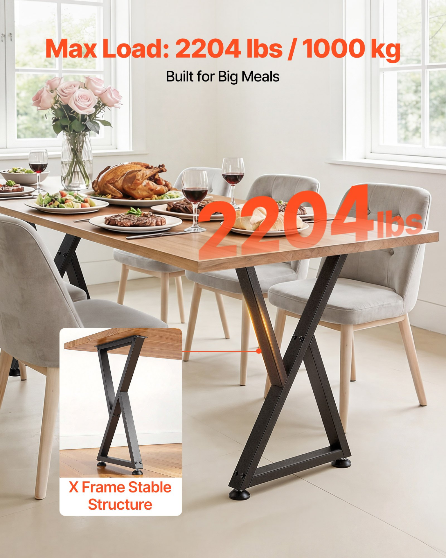 Z Shape Table Legs 29x19in Steel Heavy Duty Desk Legs Set of 2 Black