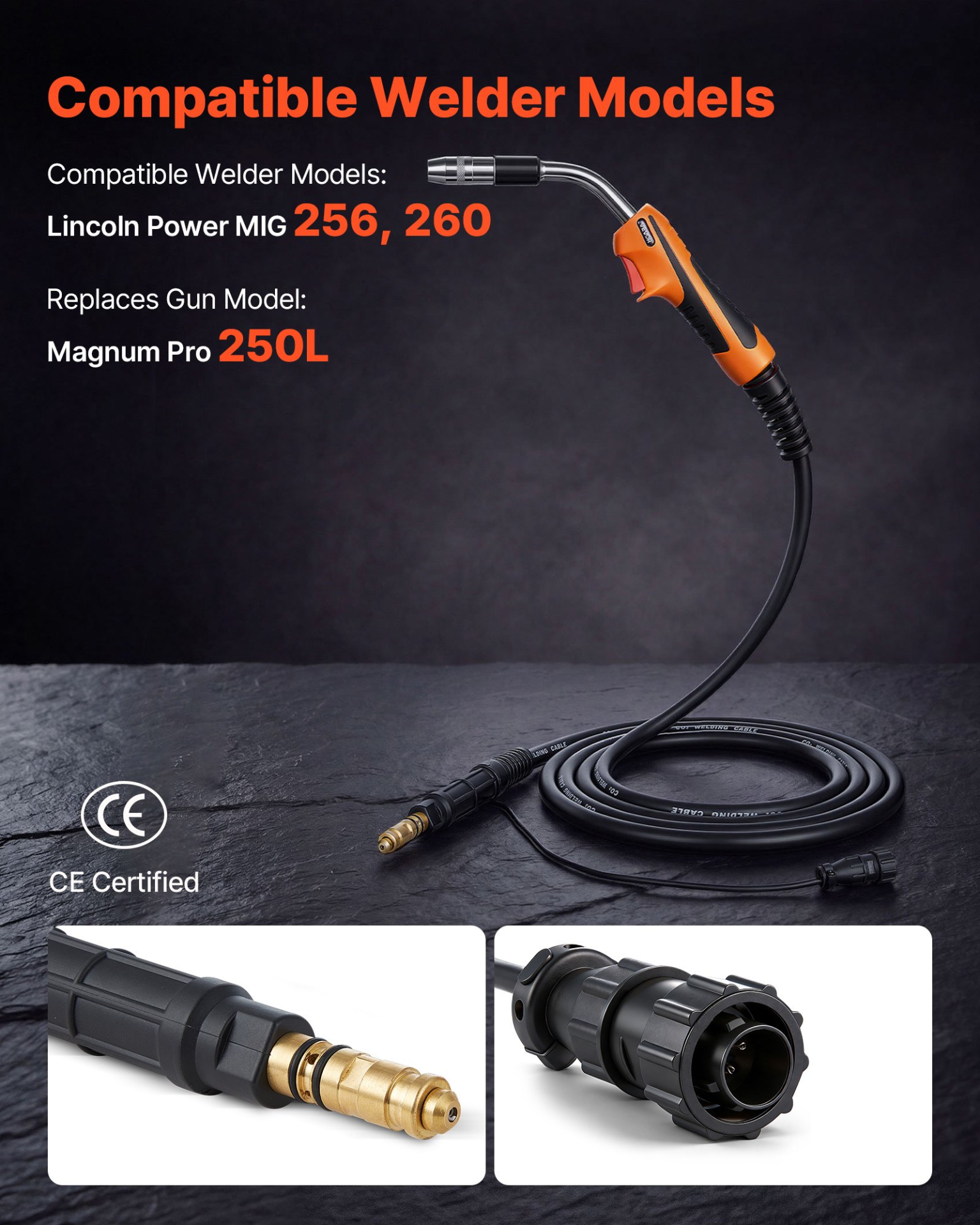 250A MIG Welding Gun 15FT Cable for Lincoln Magnum Pro 250L w/ 7 Tips