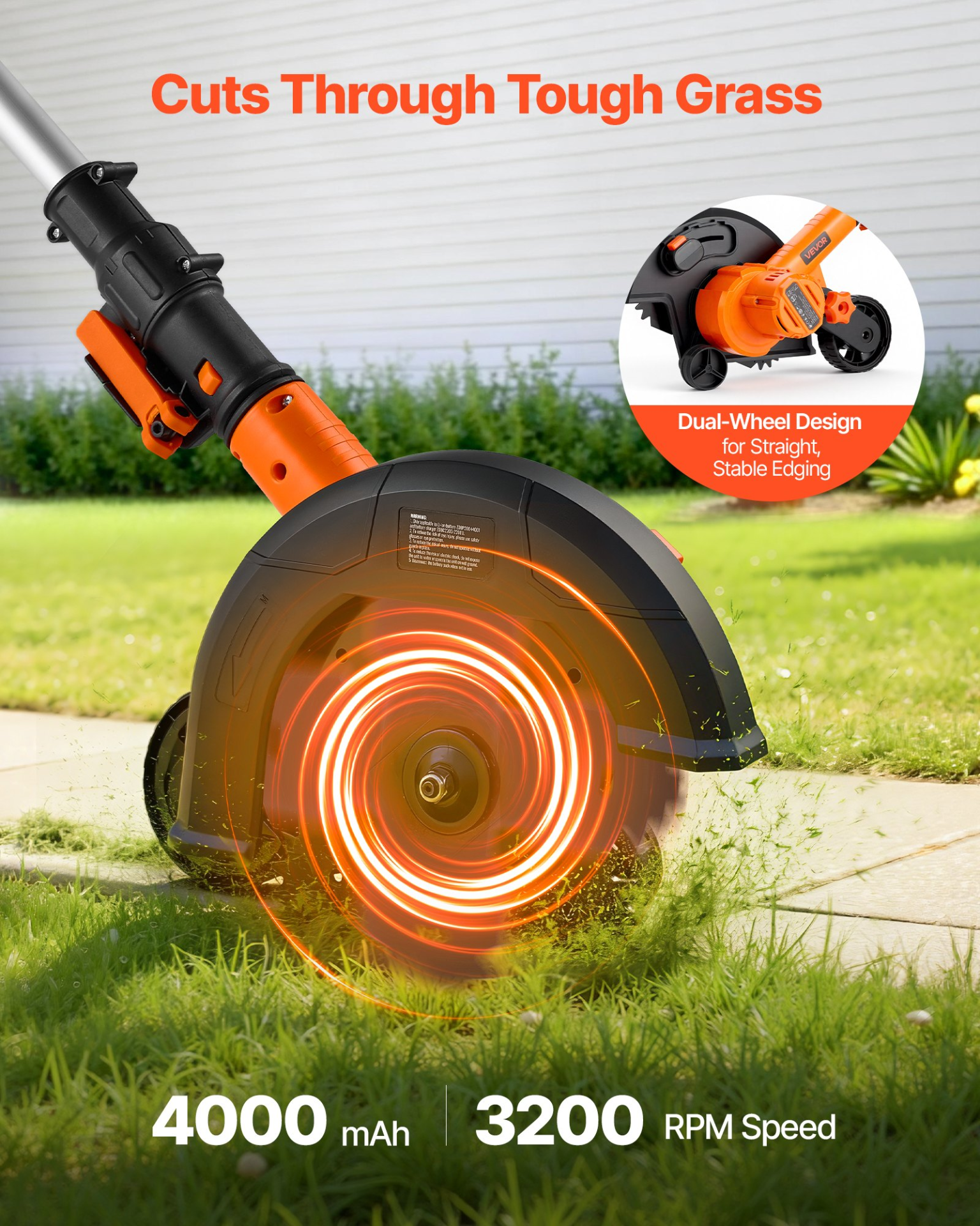 Cordless Lawn Edger 8.8" Blade Battery Powered w/ 4000mAh Charger