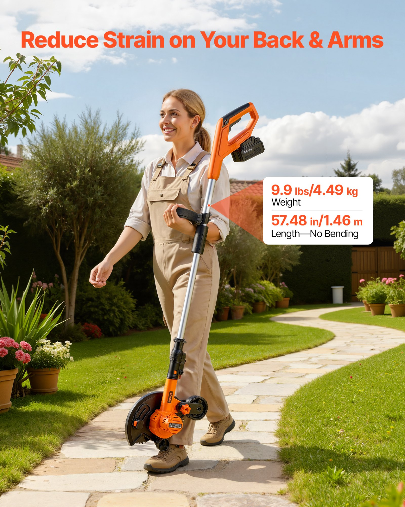 Cordless Lawn Edger 8.8" Blade Battery Powered w/ 4000mAh Charger