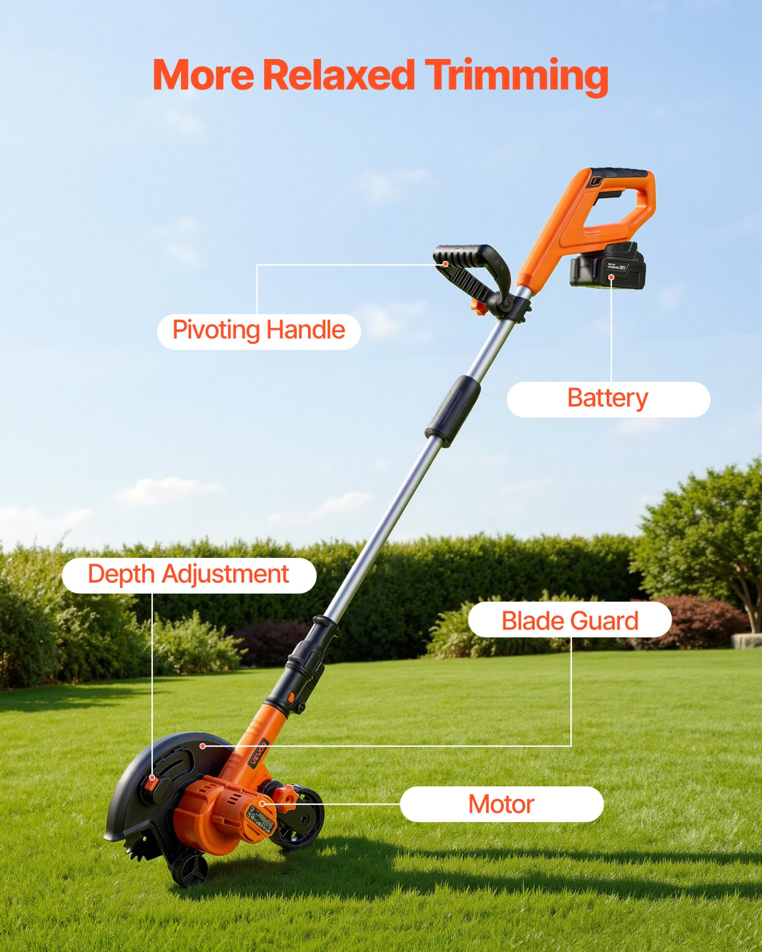 Cordless Lawn Edger 8.8" Blade Battery Powered w/ 4000mAh Charger