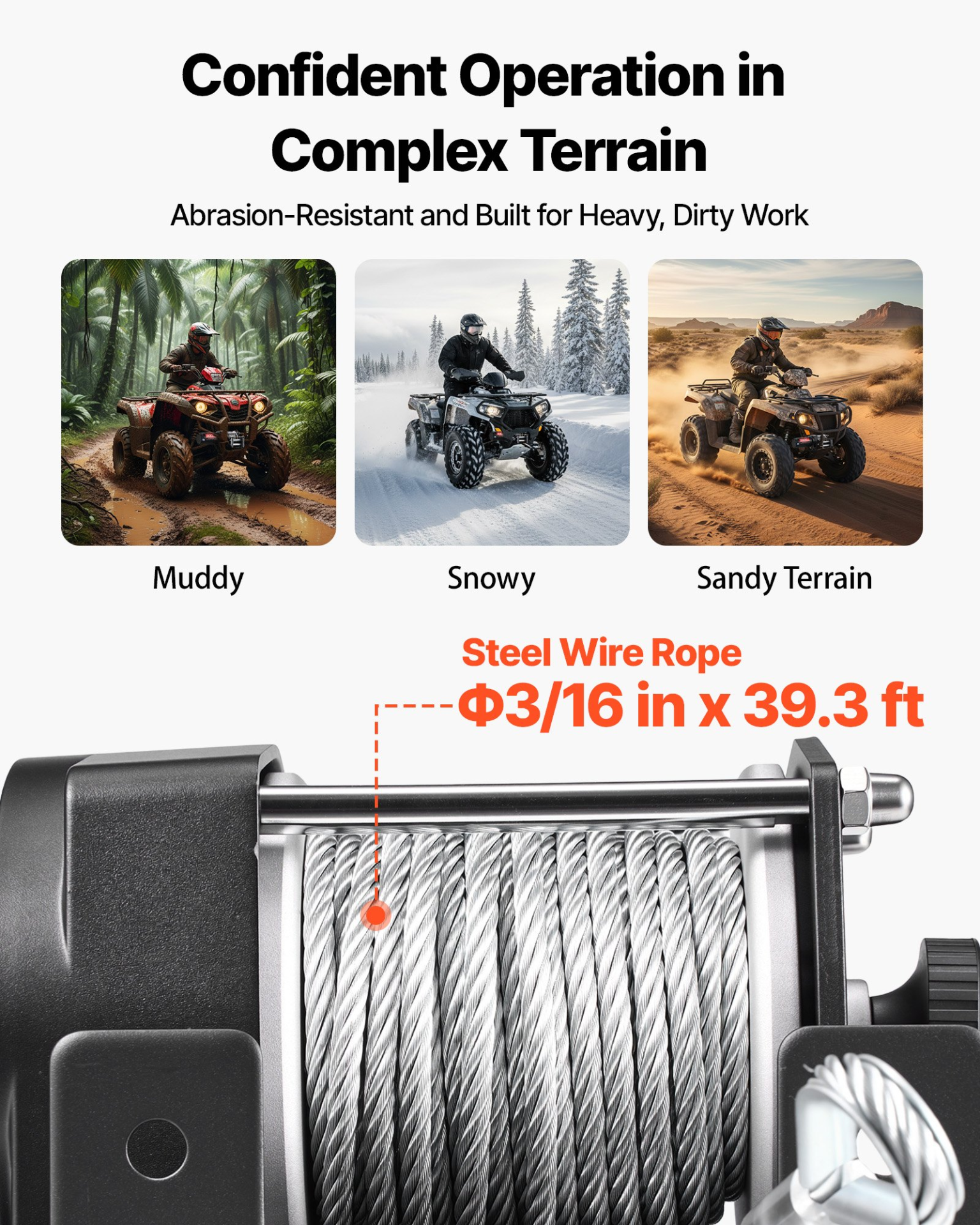 3000 lbs Electric Winch, Black