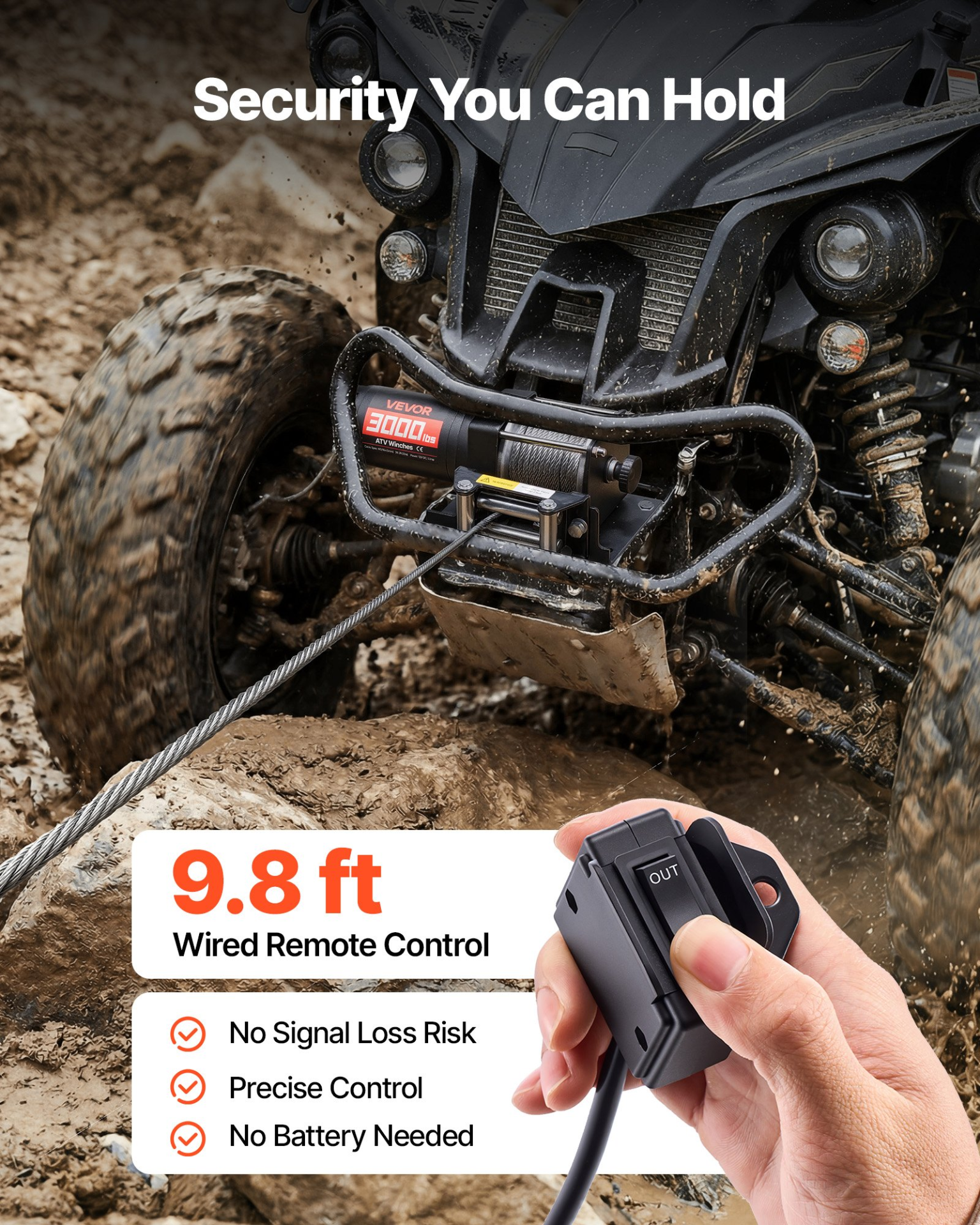 3000 lbs Electric Winch, Black