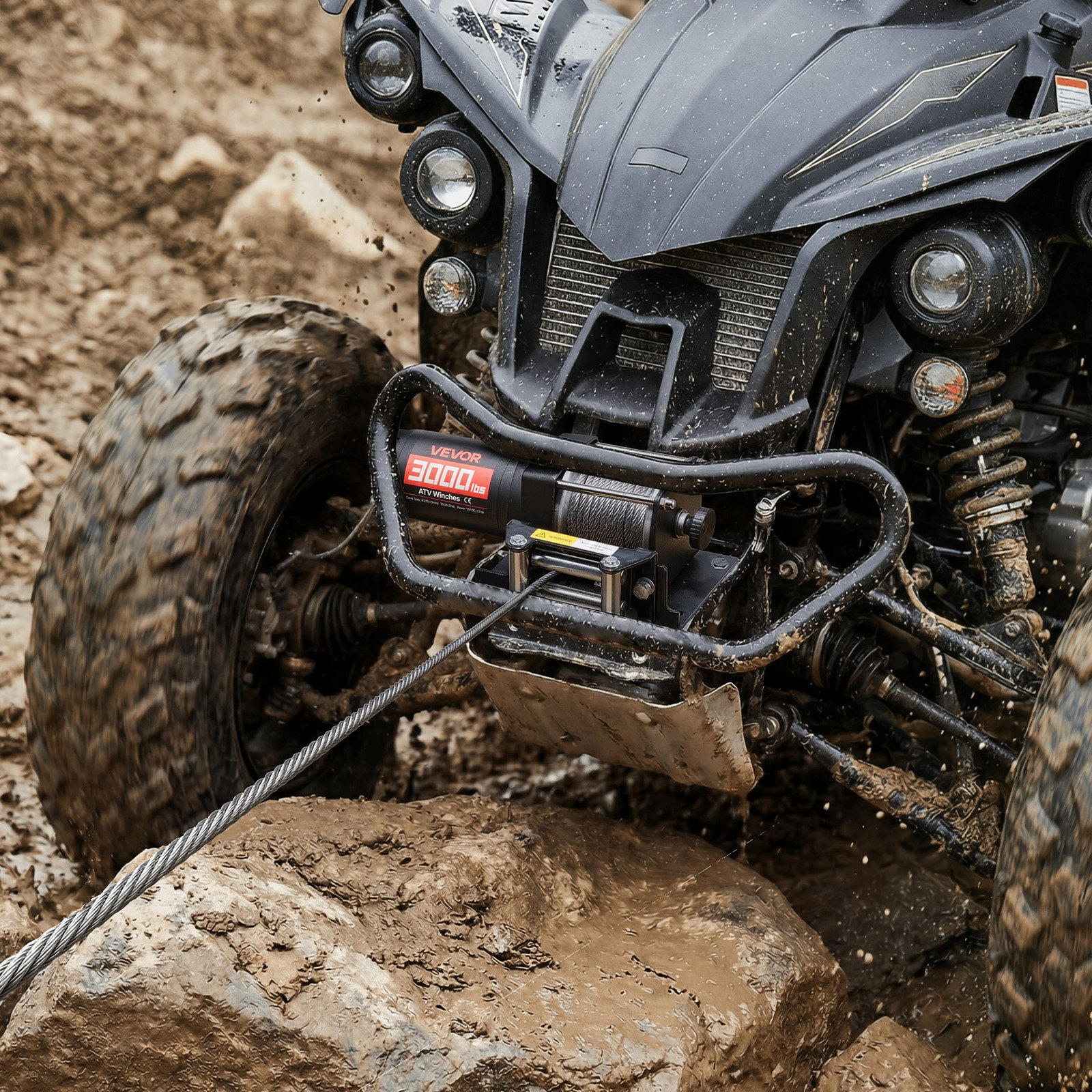 3000 lbs Electric Winch, Black