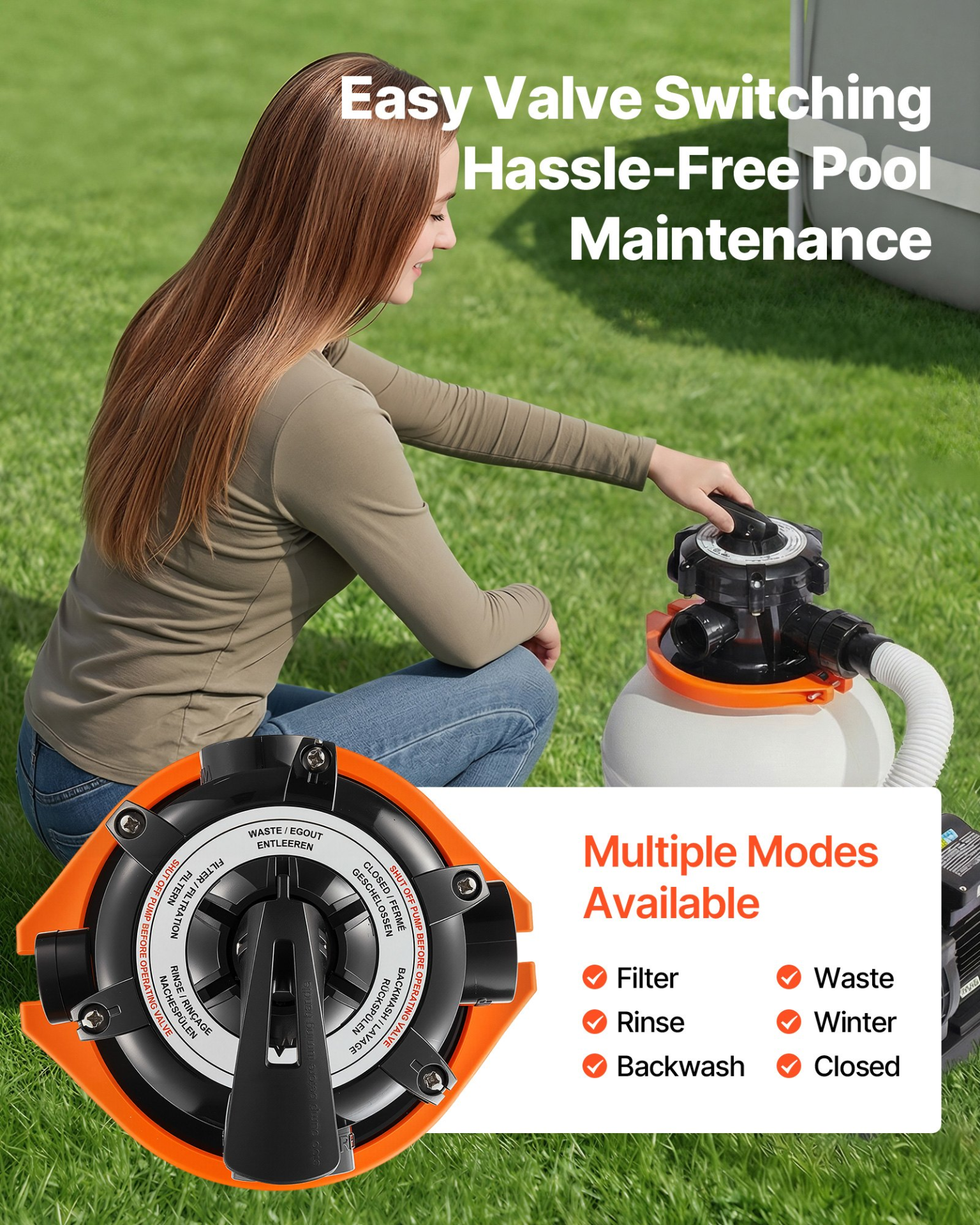 13in Sand Filter Pump 0.75HP 3500GPH 6-Way Valve Pool