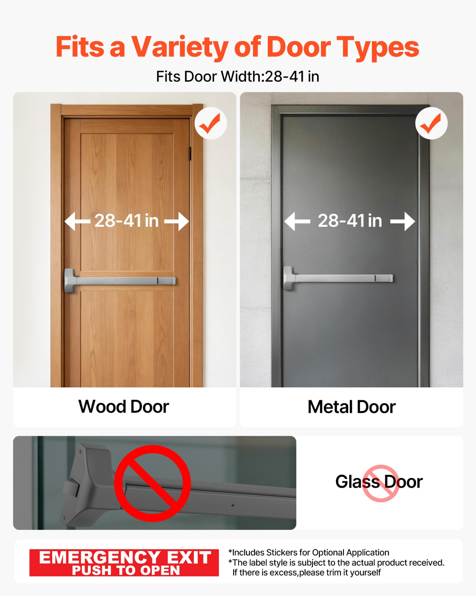 28in Panic Bar Exit Device Commercial Door Hardware Easy Install