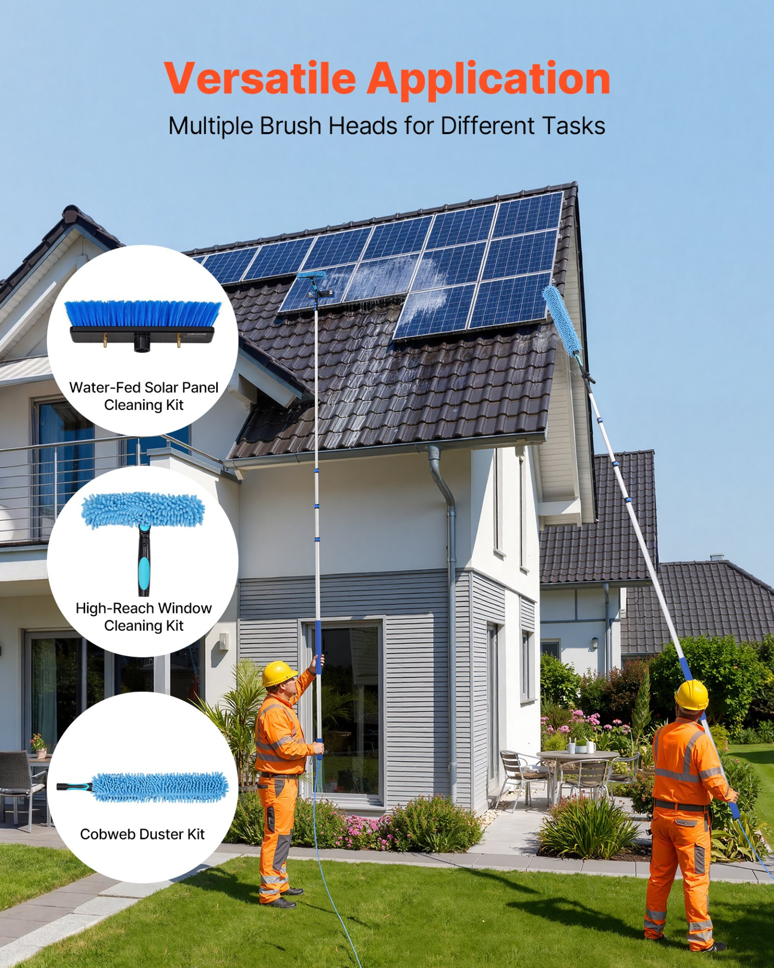 Solar Panel Cleaning Kit, 20 ft, Water Fed Pole Kit with Cleaning Brush, Windows