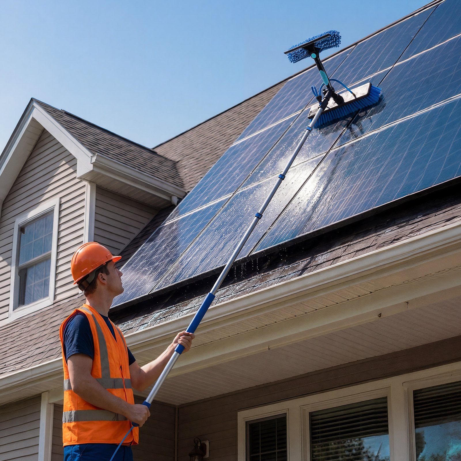 Solar Panel Cleaning Kit, 20 ft, Water Fed Pole Kit with Cleaning Brush, Windows
