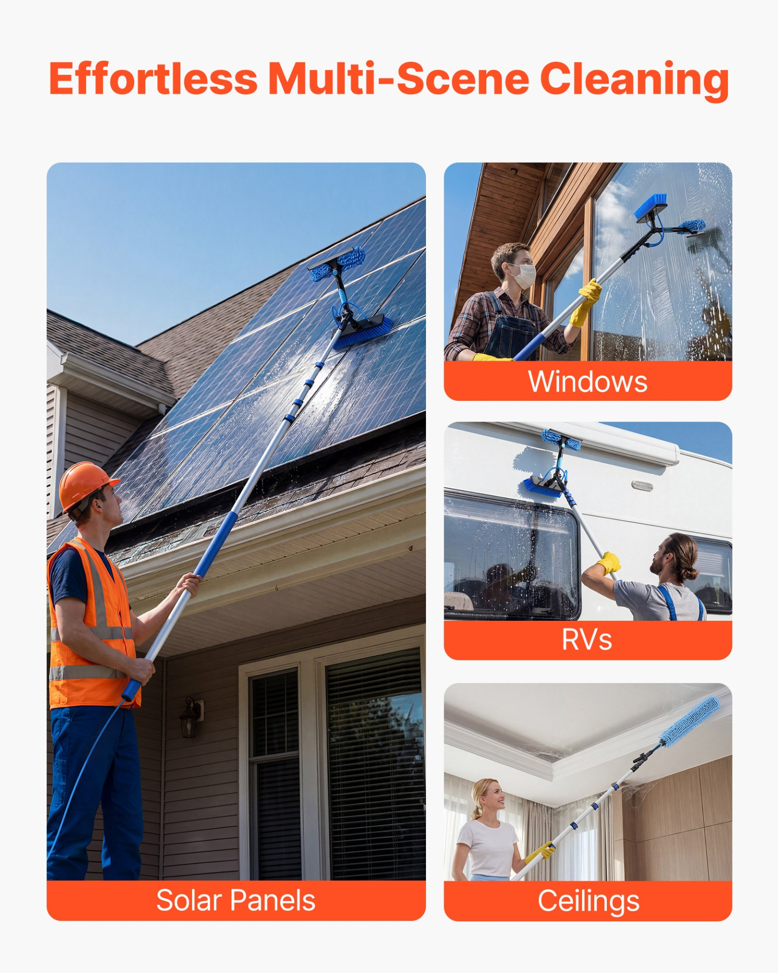 Solar Panel Cleaning Kit, 24 ft, Water Fed Pole Kit with Cleaning Brush, Windows