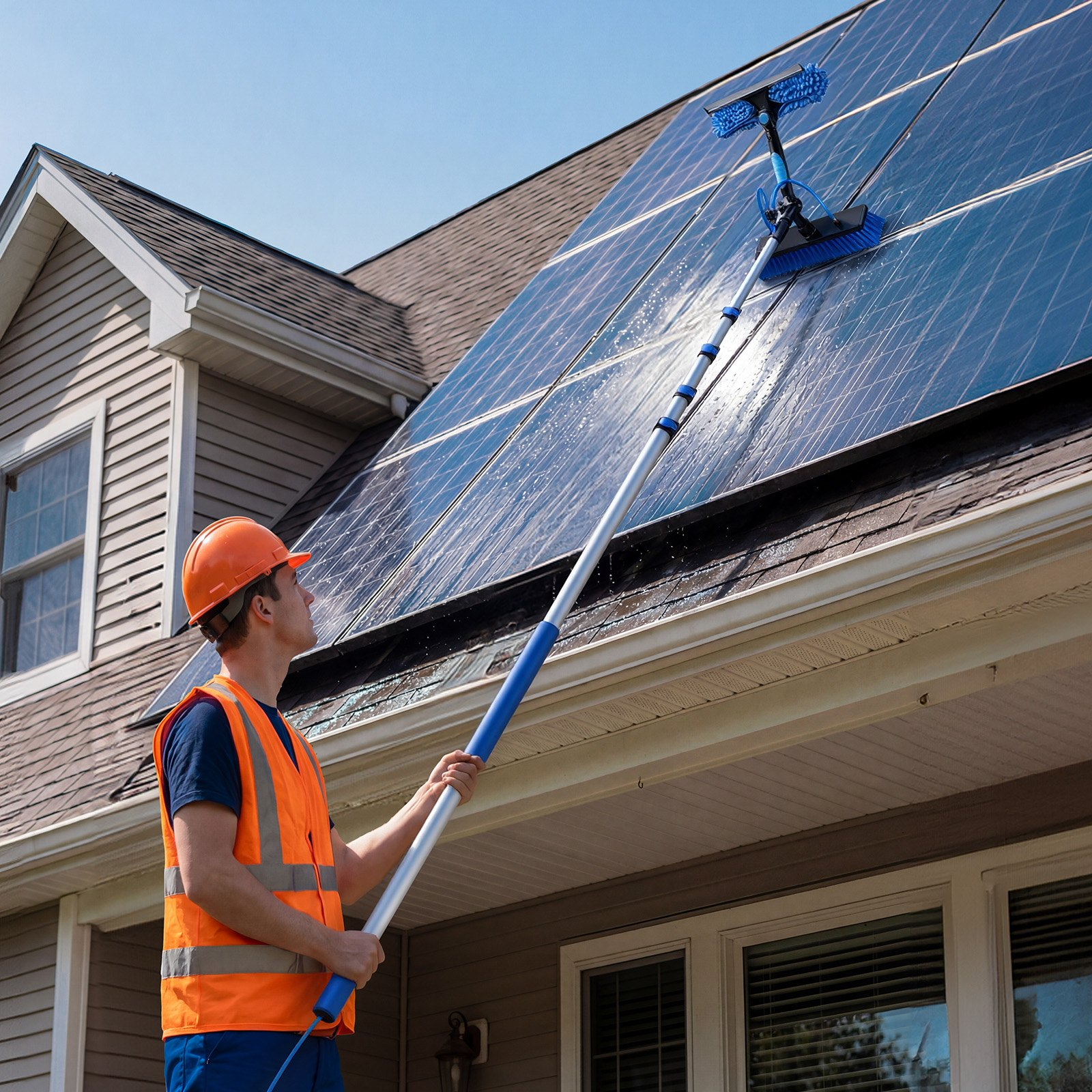 Solar Panel Cleaning Kit, 24 ft, Water Fed Pole Kit with Cleaning Brush, Windows