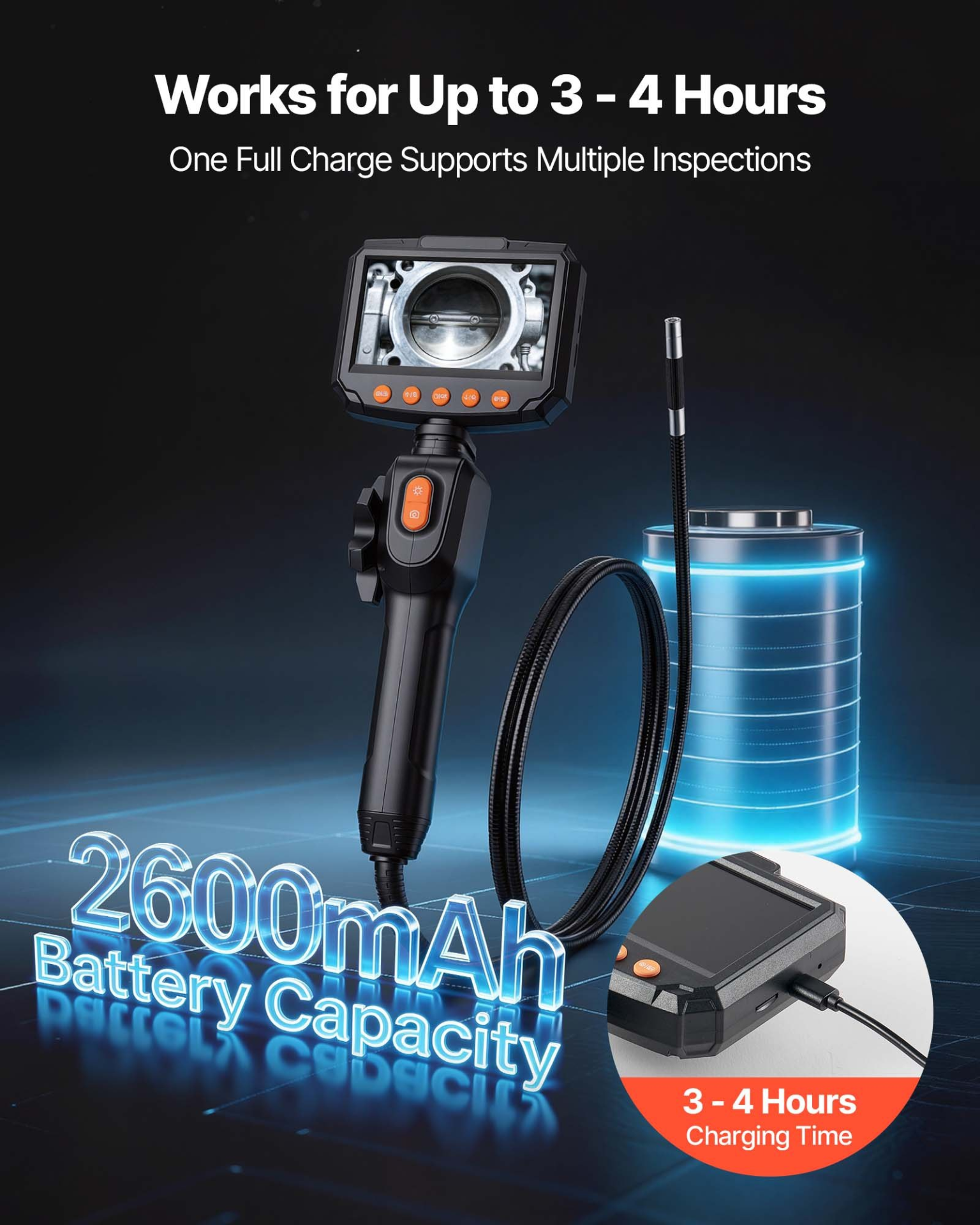 Articulating Endoscope with Light, Plumbing (4.9FT Cable)