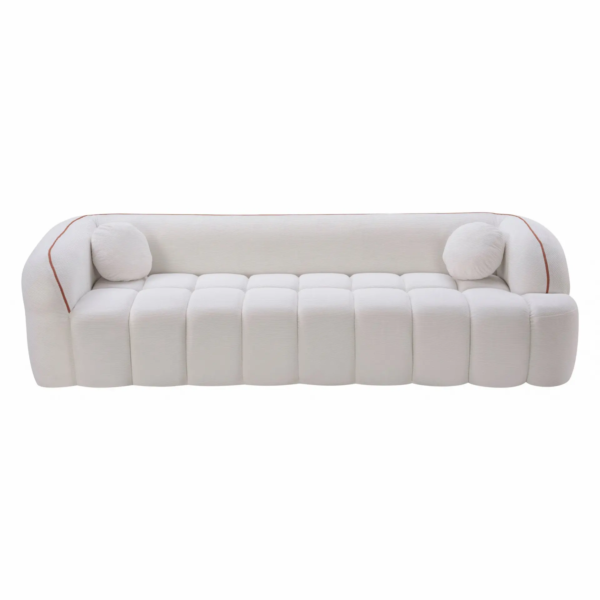 Modern Three-Seat Corduroy Channel-Tufted Cloud Sofa - view 11