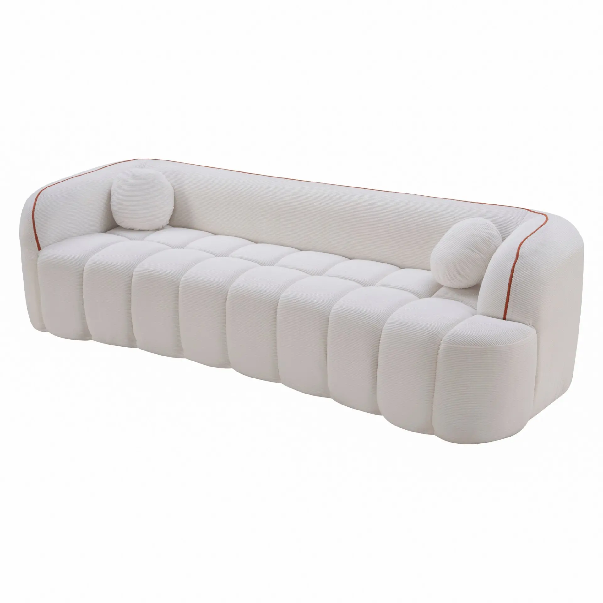 Modern Three-Seat Corduroy Channel-Tufted Cloud Sofa - view 12
