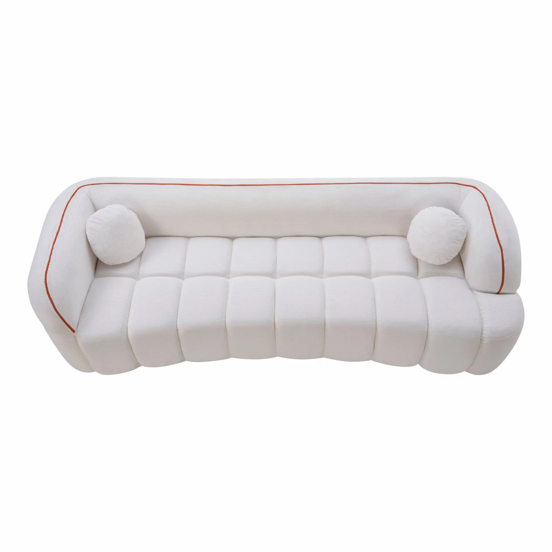 Modern Three-Seat Corduroy Channel-Tufted Cloud Sofa - view 13