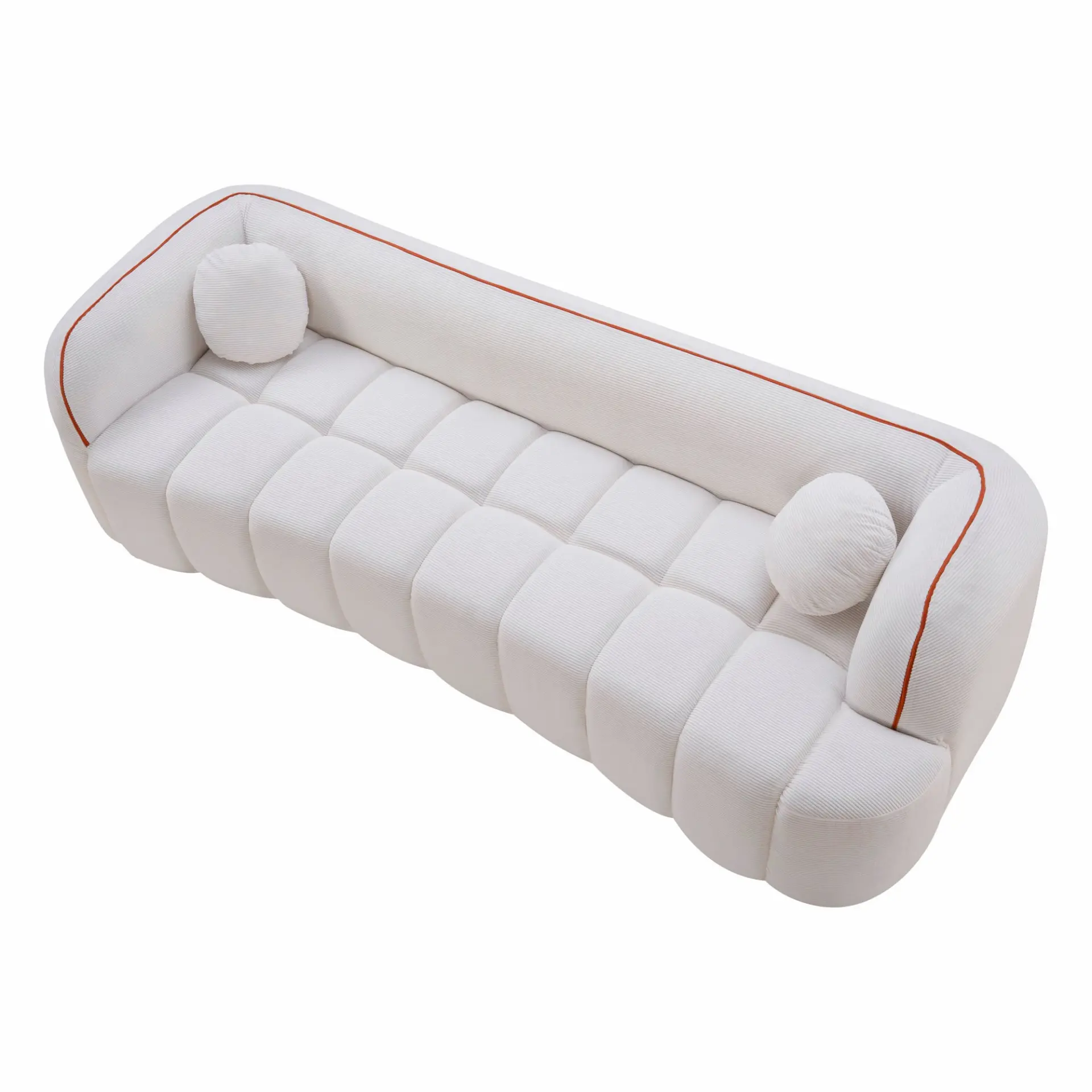 Modern Three-Seat Corduroy Channel-Tufted Cloud Sofa - view 14