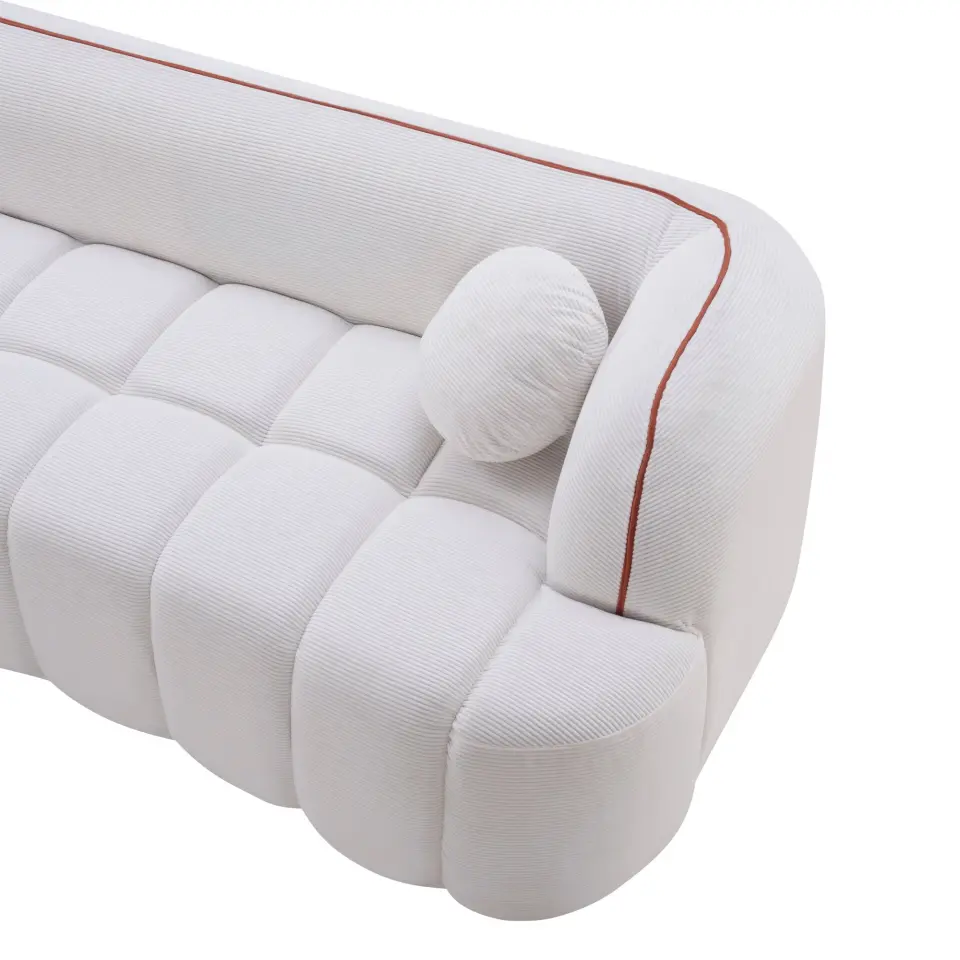 Modern Three-Seat Corduroy Channel-Tufted Cloud Sofa thumbnail 16