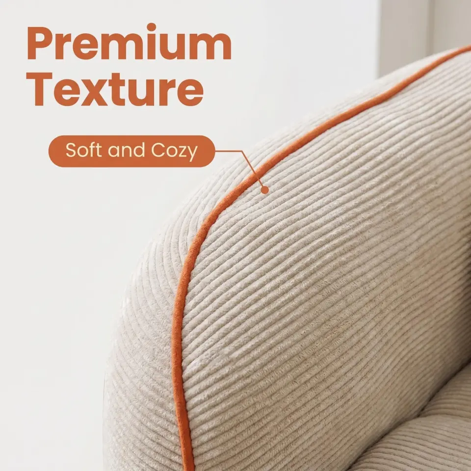 Modern Three-Seat Corduroy Channel-Tufted Cloud Sofa thumbnail 25