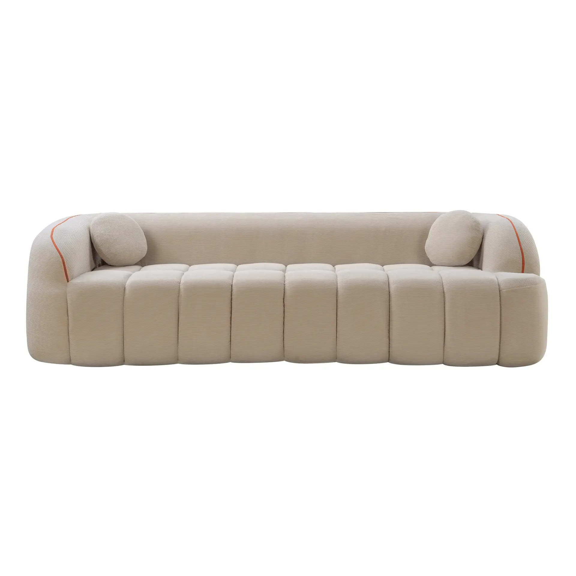 Modern Three-Seat Corduroy Channel-Tufted Cloud Sofa - view 26