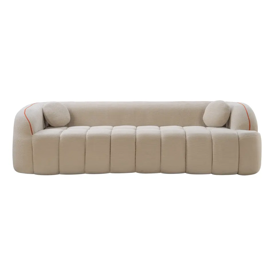 Modern Three-Seat Corduroy Channel-Tufted Cloud Sofa thumbnail 26