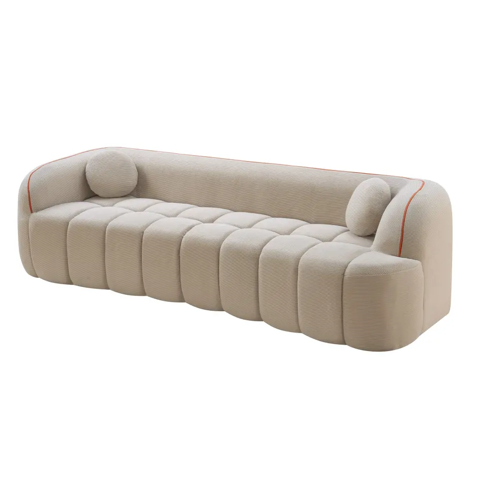 Modern Three-Seat Corduroy Channel-Tufted Cloud Sofa thumbnail 27