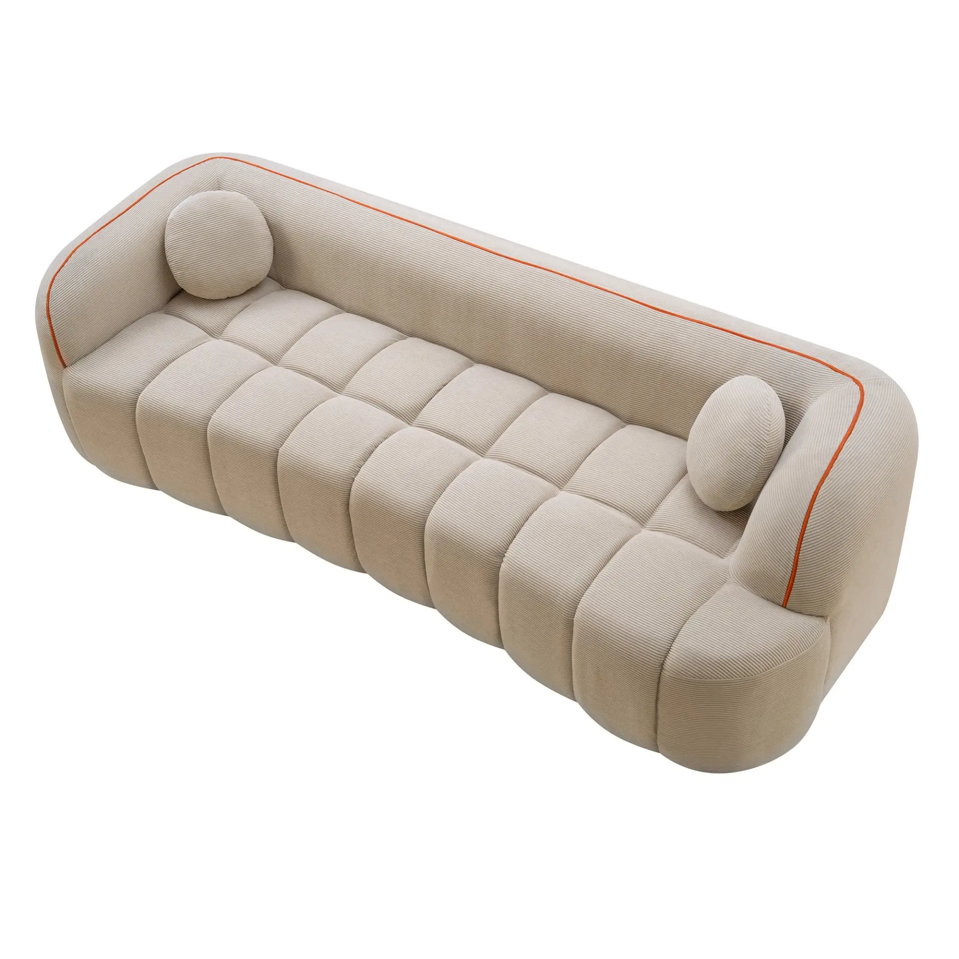 Modern Three-Seat Corduroy Channel-Tufted Cloud Sofa - view 28