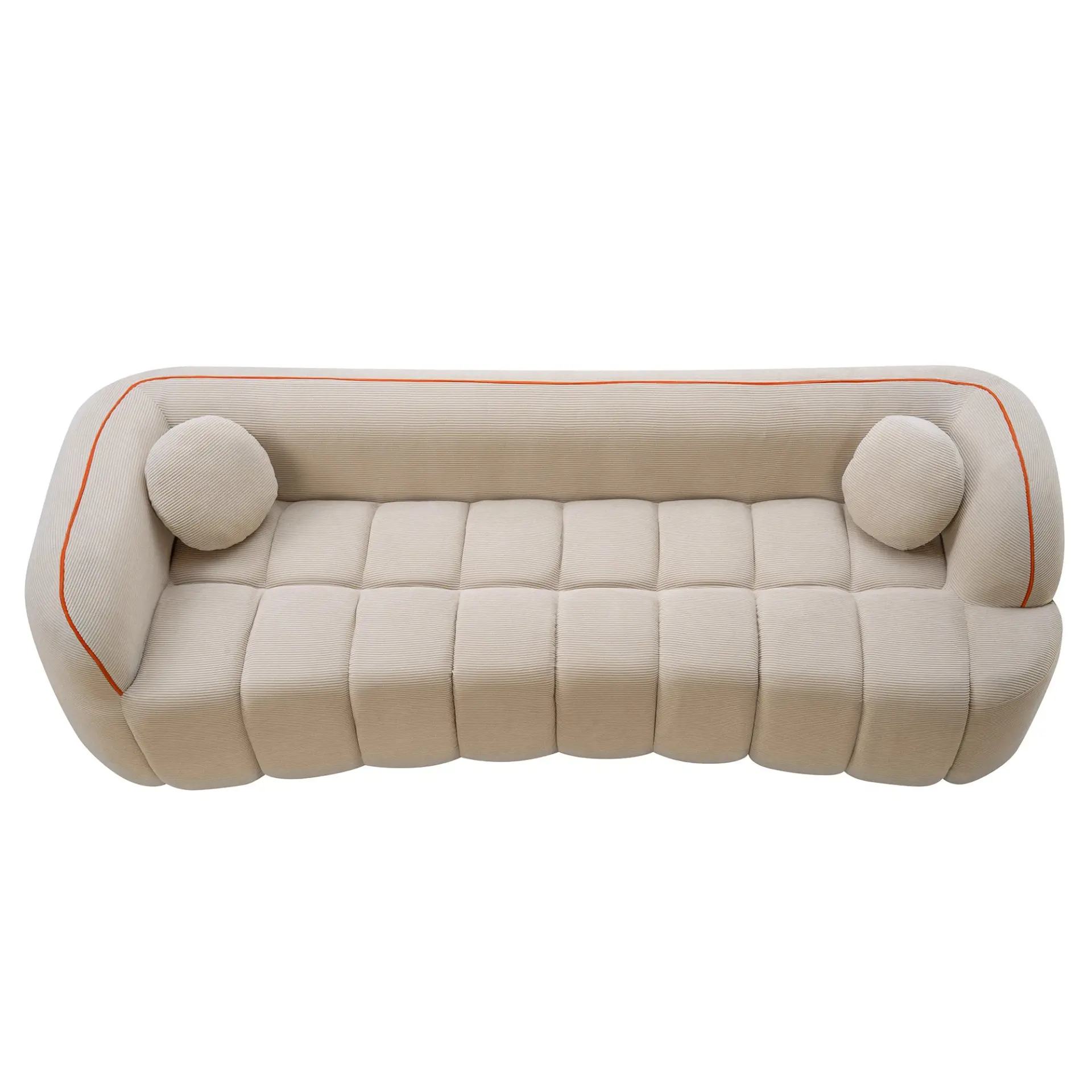 Modern Three-Seat Corduroy Channel-Tufted Cloud Sofa - view 29