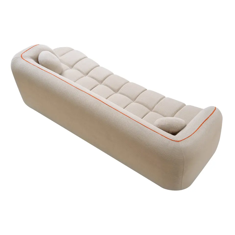 Modern Three-Seat Corduroy Channel-Tufted Cloud Sofa thumbnail 31