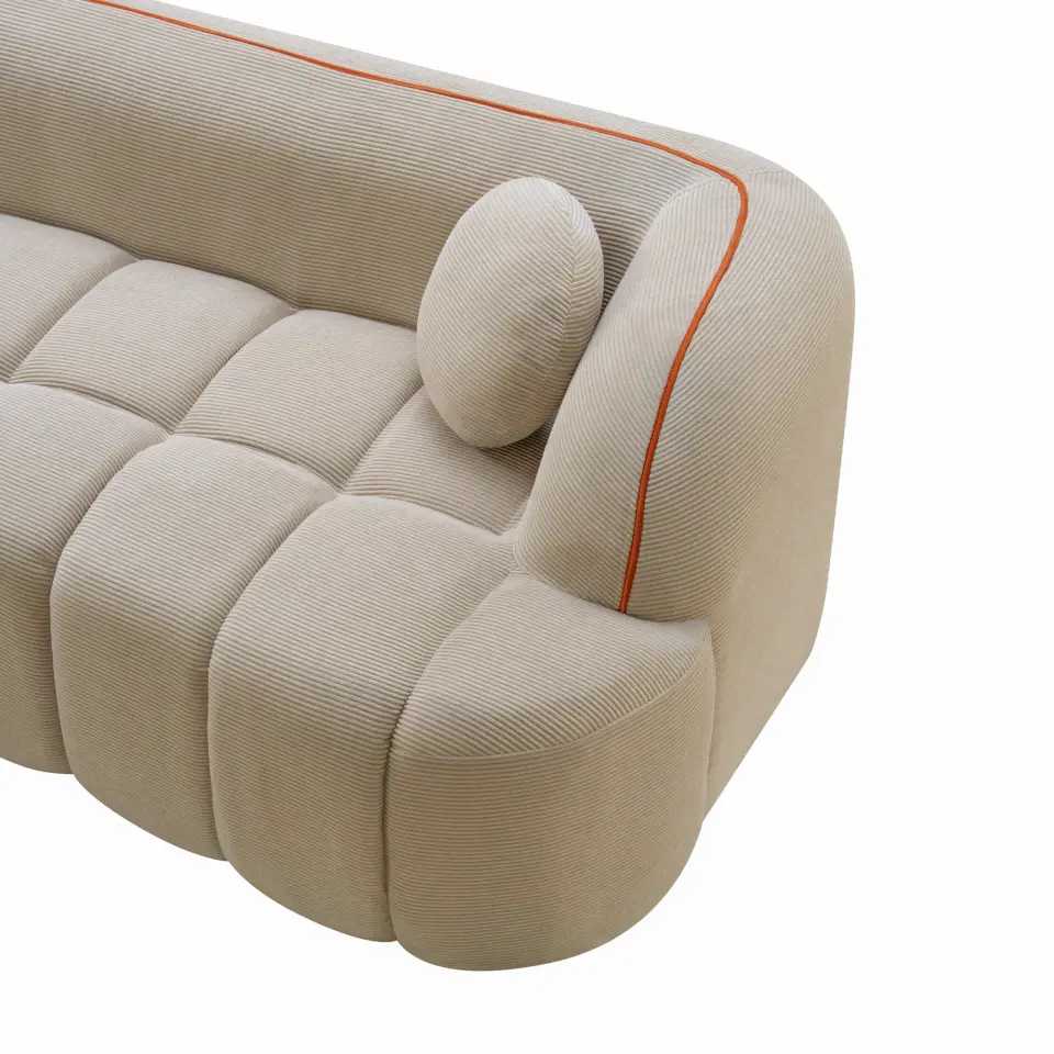 Modern Three-Seat Corduroy Channel-Tufted Cloud Sofa thumbnail 32