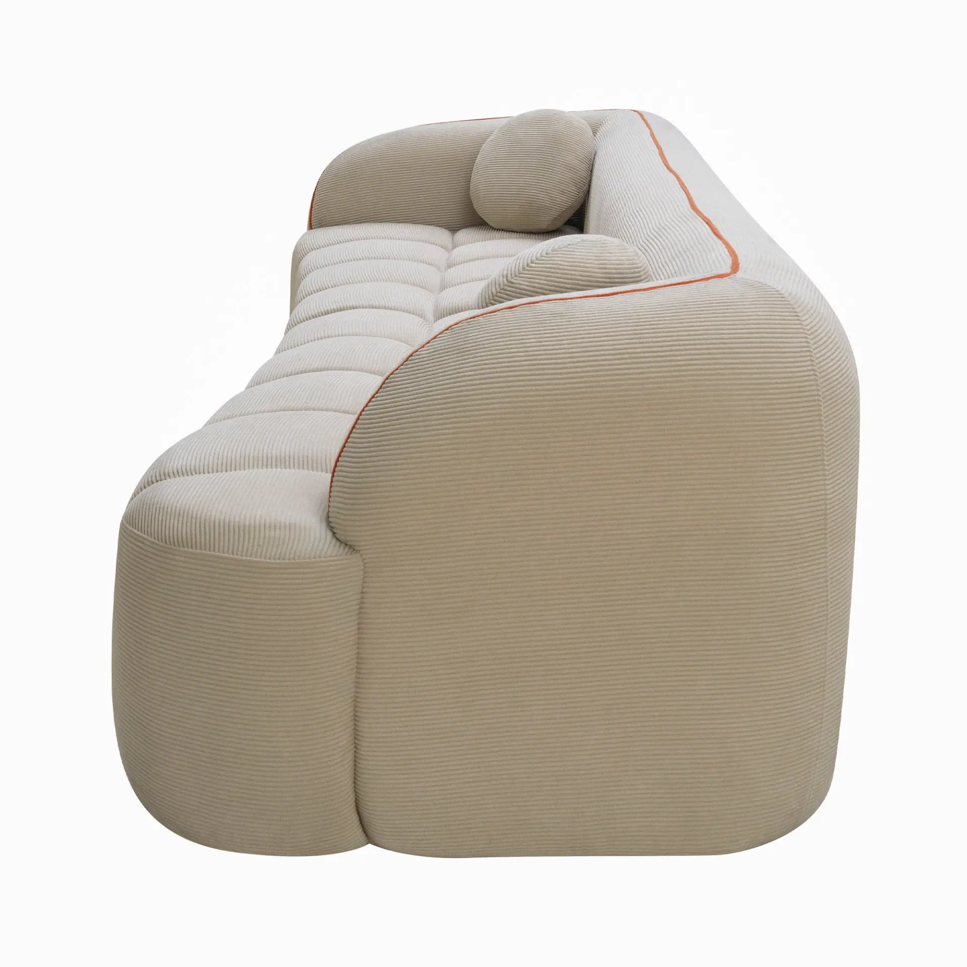 Modern Three-Seat Corduroy Channel-Tufted Cloud Sofa - view 34