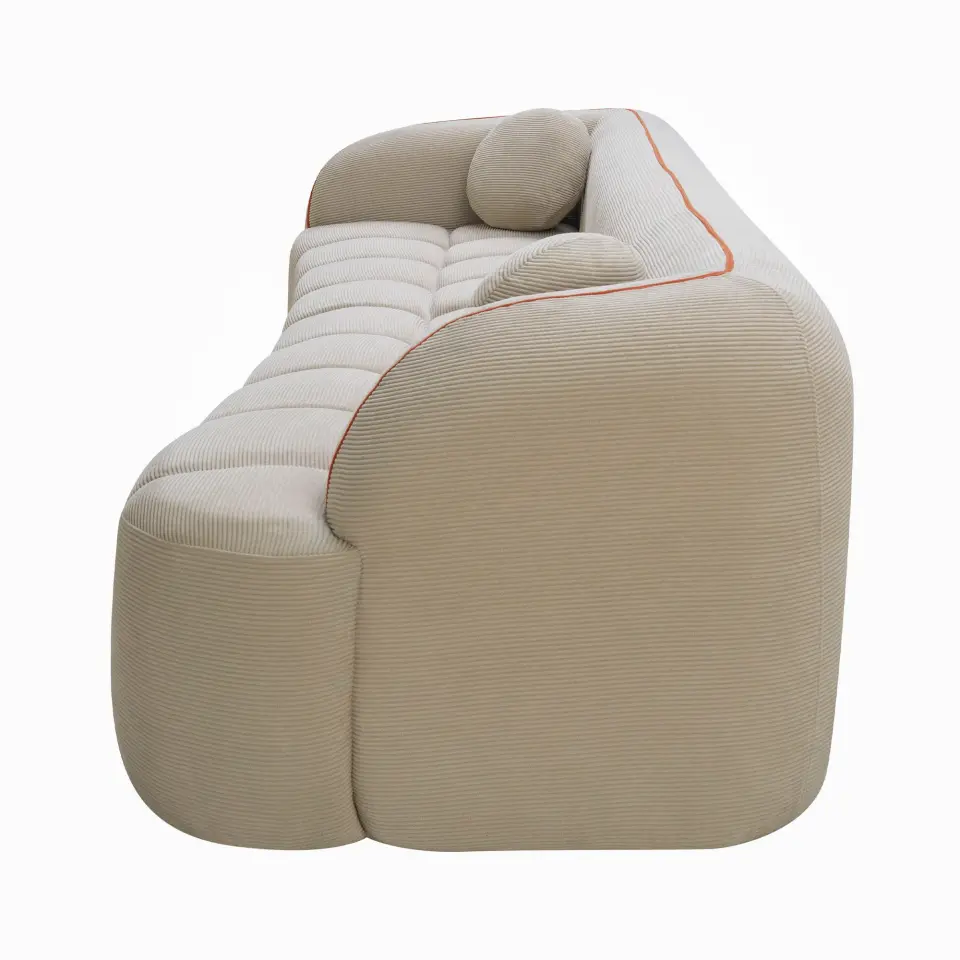 Modern Three-Seat Corduroy Channel-Tufted Cloud Sofa thumbnail 34