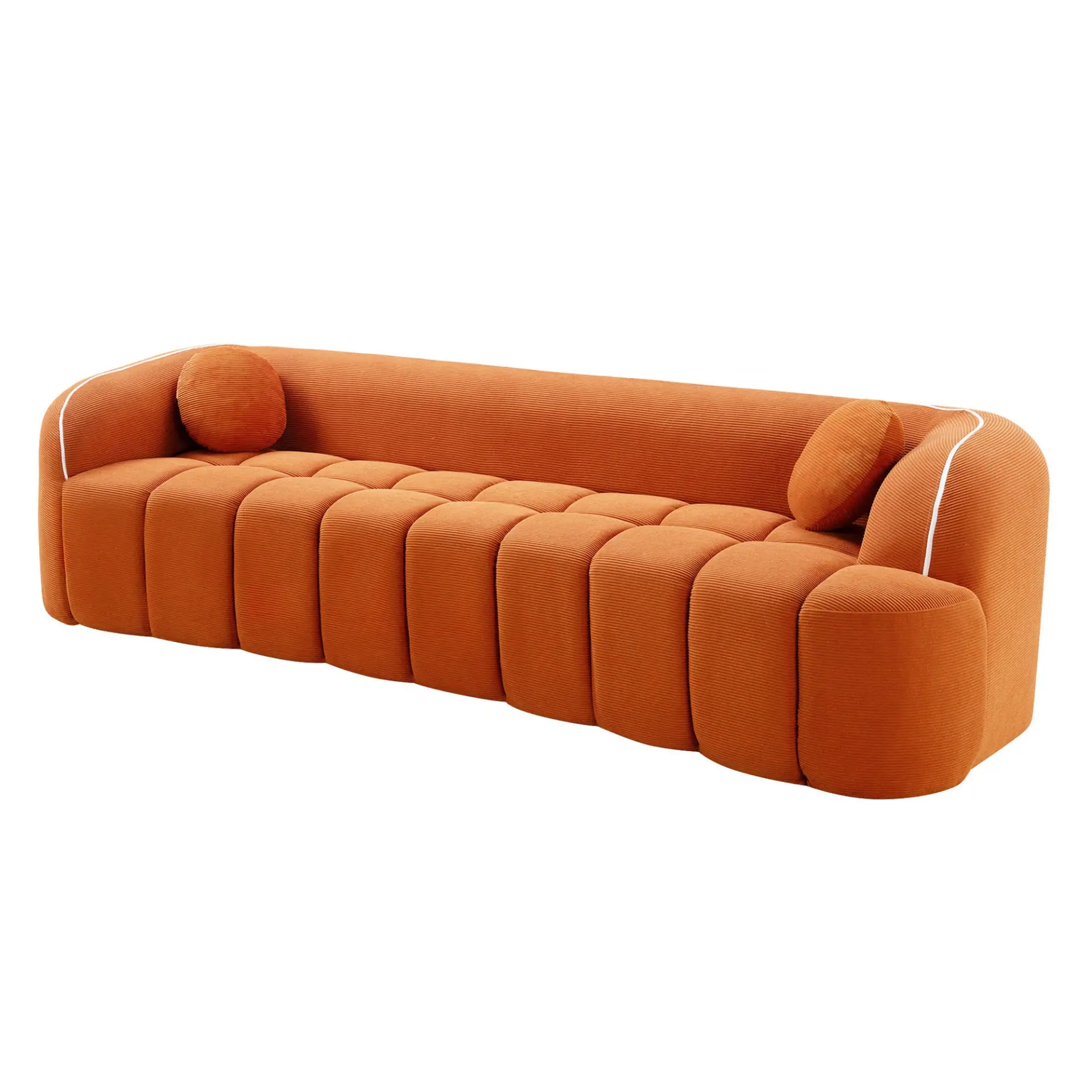 Modern Three-Seat Corduroy Channel-Tufted Cloud Sofa - view 44