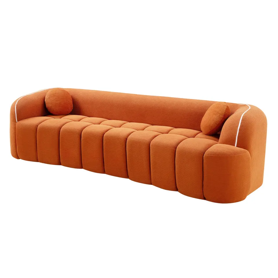 Modern Three-Seat Corduroy Channel-Tufted Cloud Sofa thumbnail 44