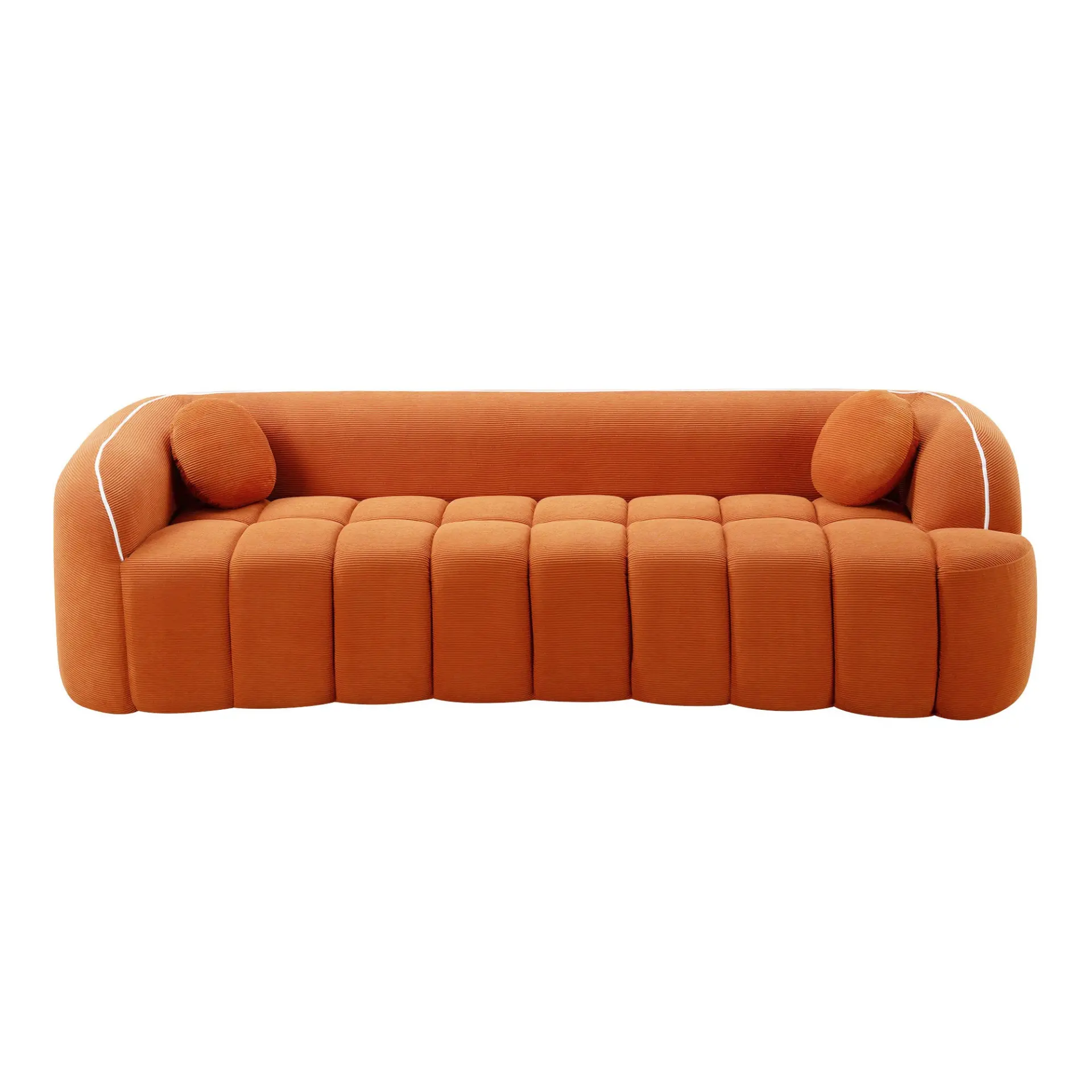 Modern Three-Seat Corduroy Channel-Tufted Cloud Sofa - view 45