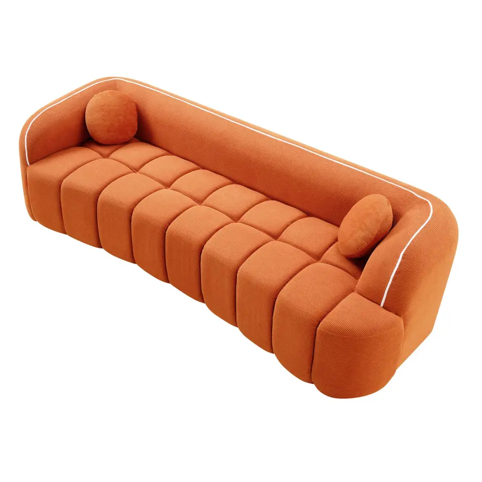 Modern Three-Seat Corduroy Channel-Tufted Cloud Sofa thumbnail 46