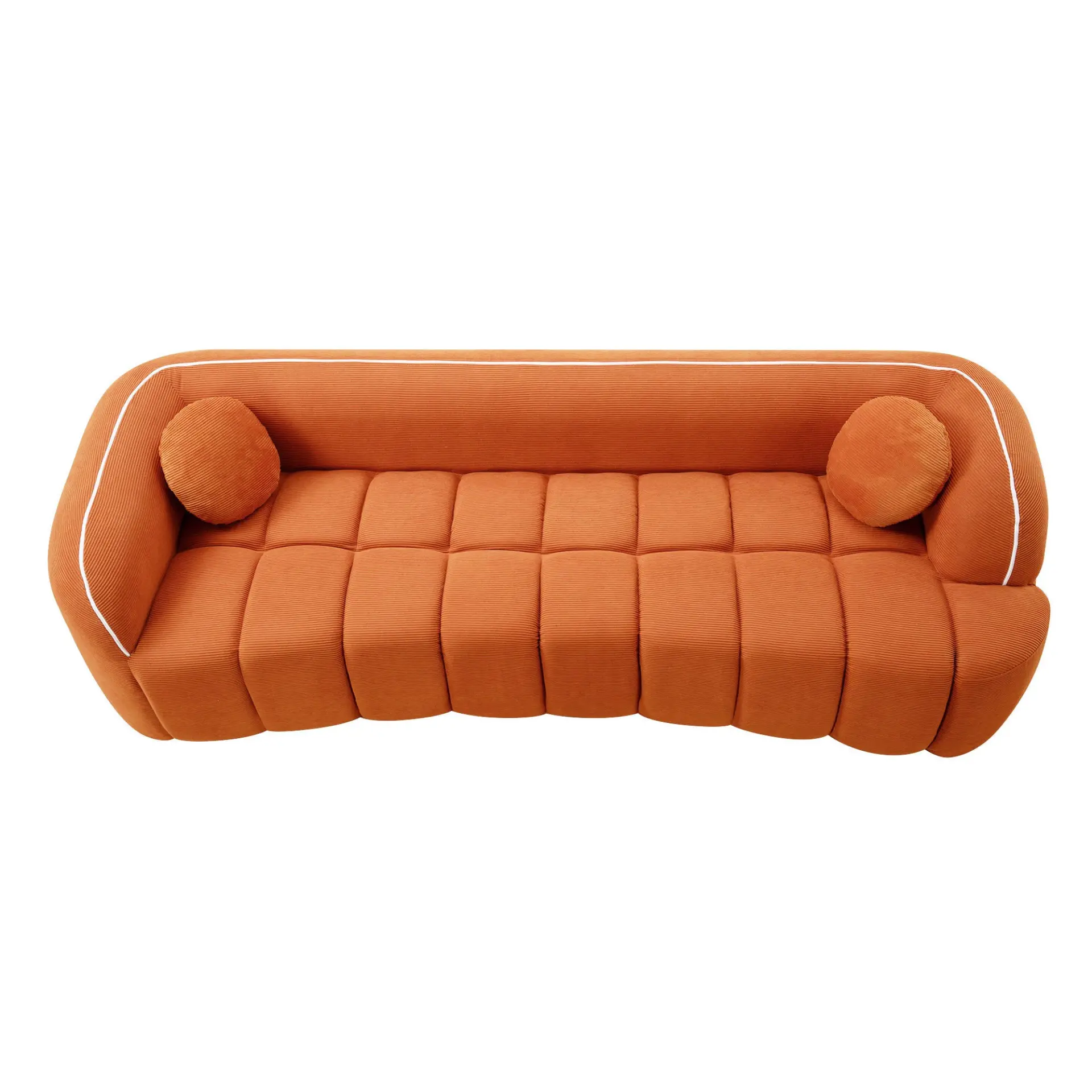 Modern Three-Seat Corduroy Channel-Tufted Cloud Sofa - view 47