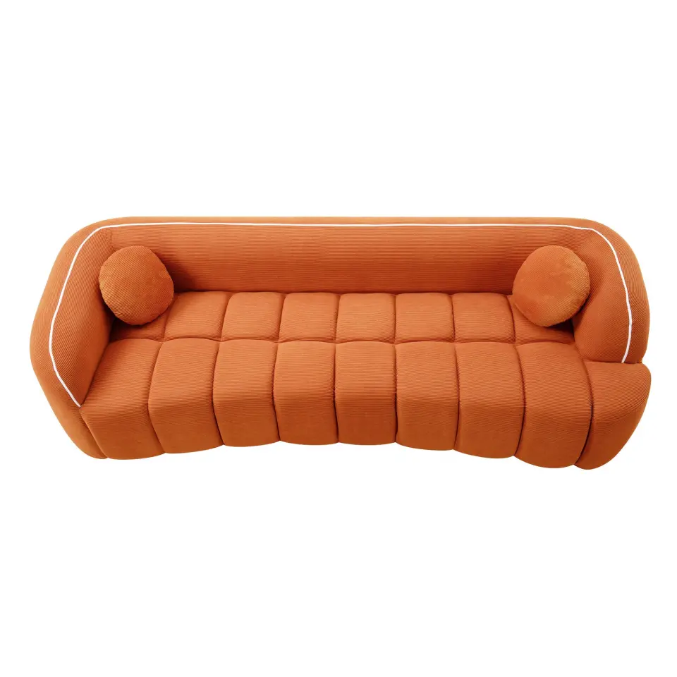 Modern Three-Seat Corduroy Channel-Tufted Cloud Sofa thumbnail 47