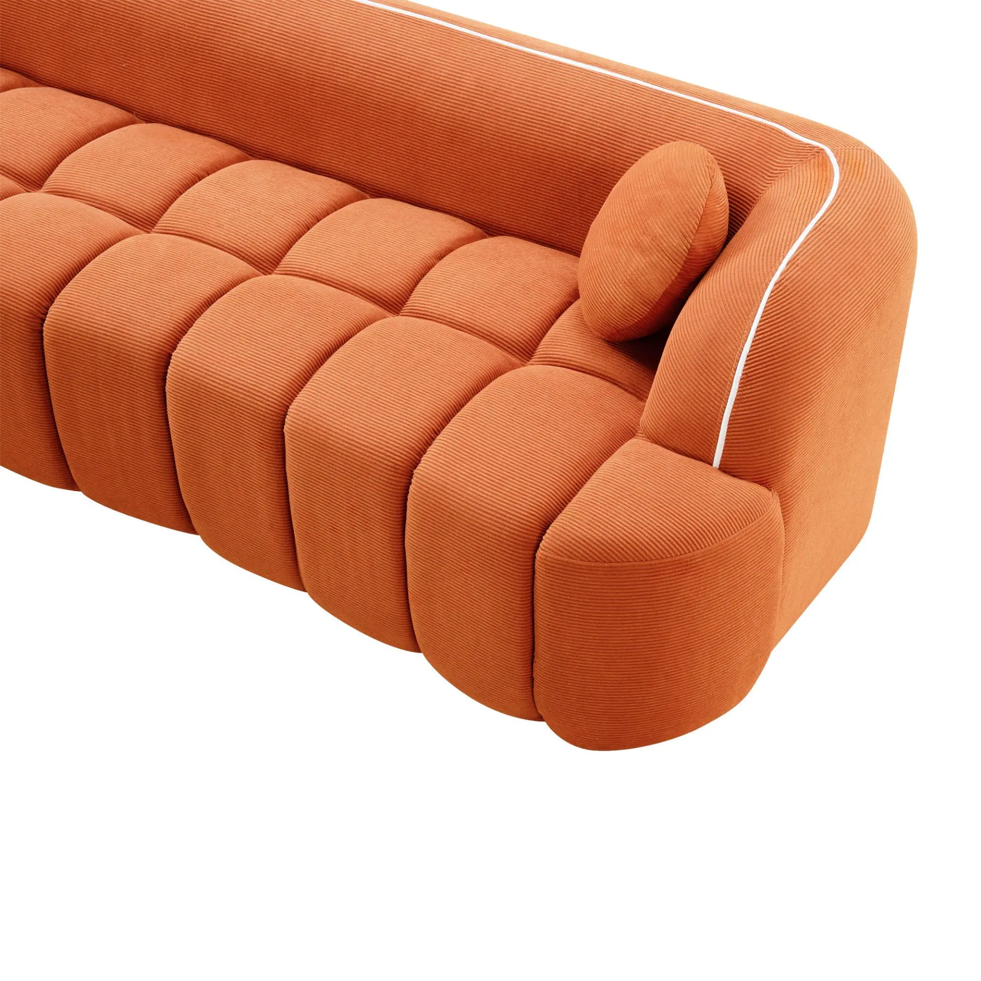 Modern Three-Seat Corduroy Channel-Tufted Cloud Sofa - view 48