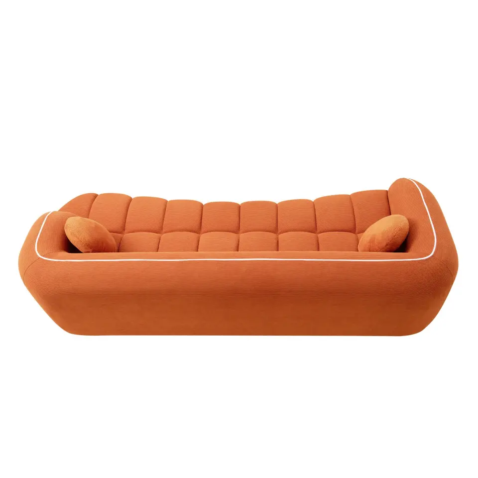 Modern Three-Seat Corduroy Channel-Tufted Cloud Sofa thumbnail 49